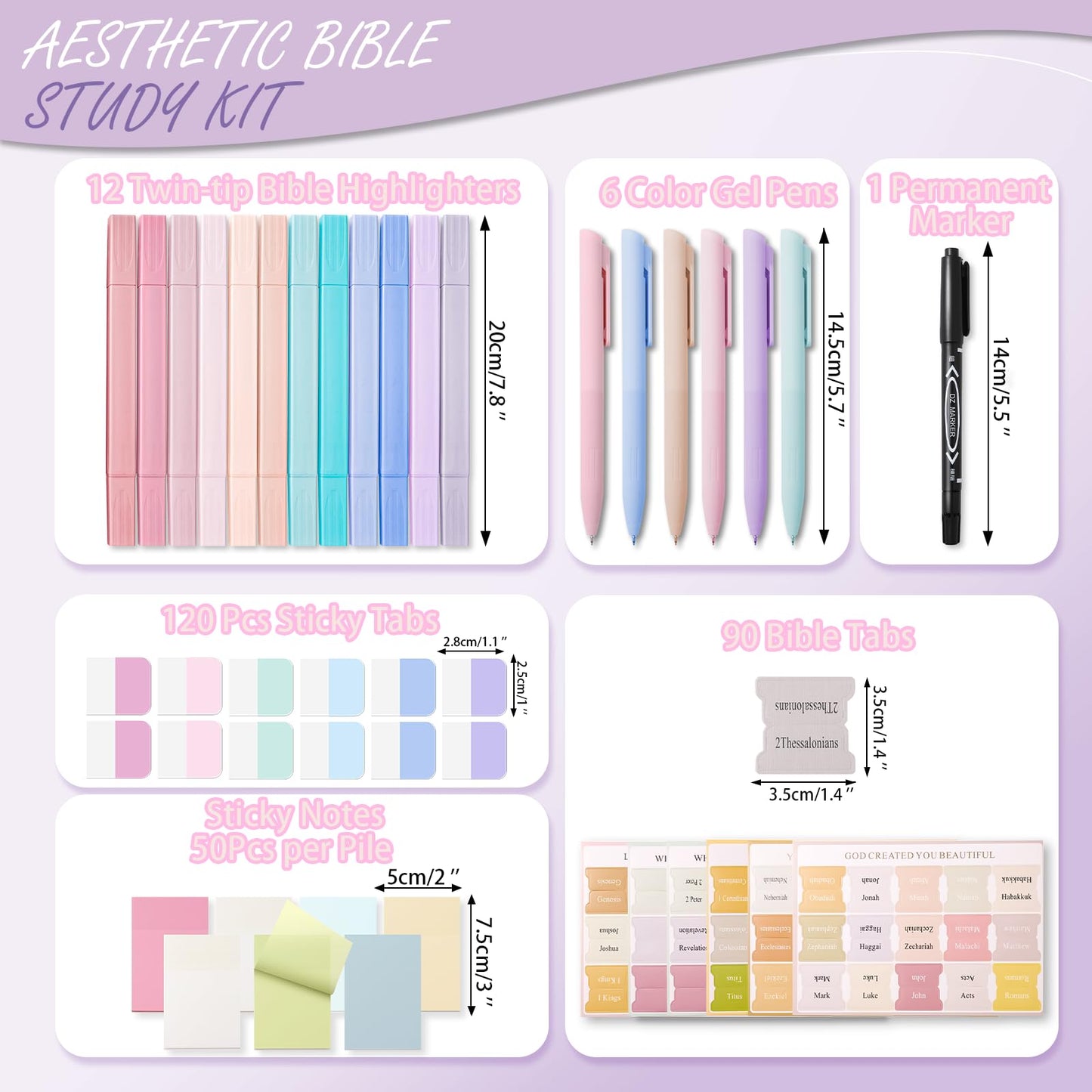 XKDOUS 44 Pcs Bible Study Supplies Journaling Kit for Women, Bible Study Kit Includes Highlighters, Pens, Tabs, Sticky Notes & More for Journaling. Great for Note-Taking, Enhancing Scripture Study