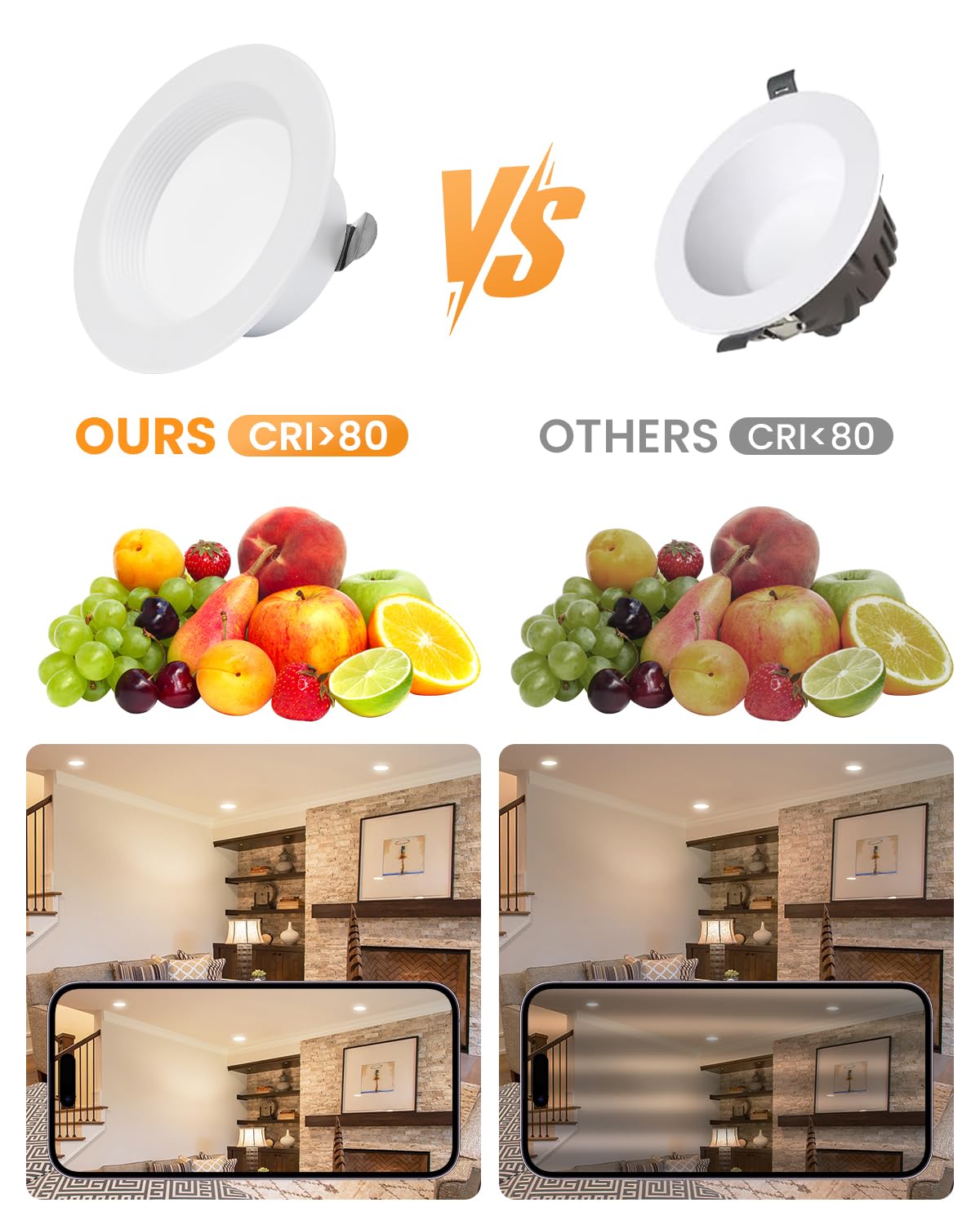 Wembanma 4-Inch LED Recessed Lights, Dimmable, Selectable CCT 2700K-6000K, 800LM, Oil-Rubbed Bronze,