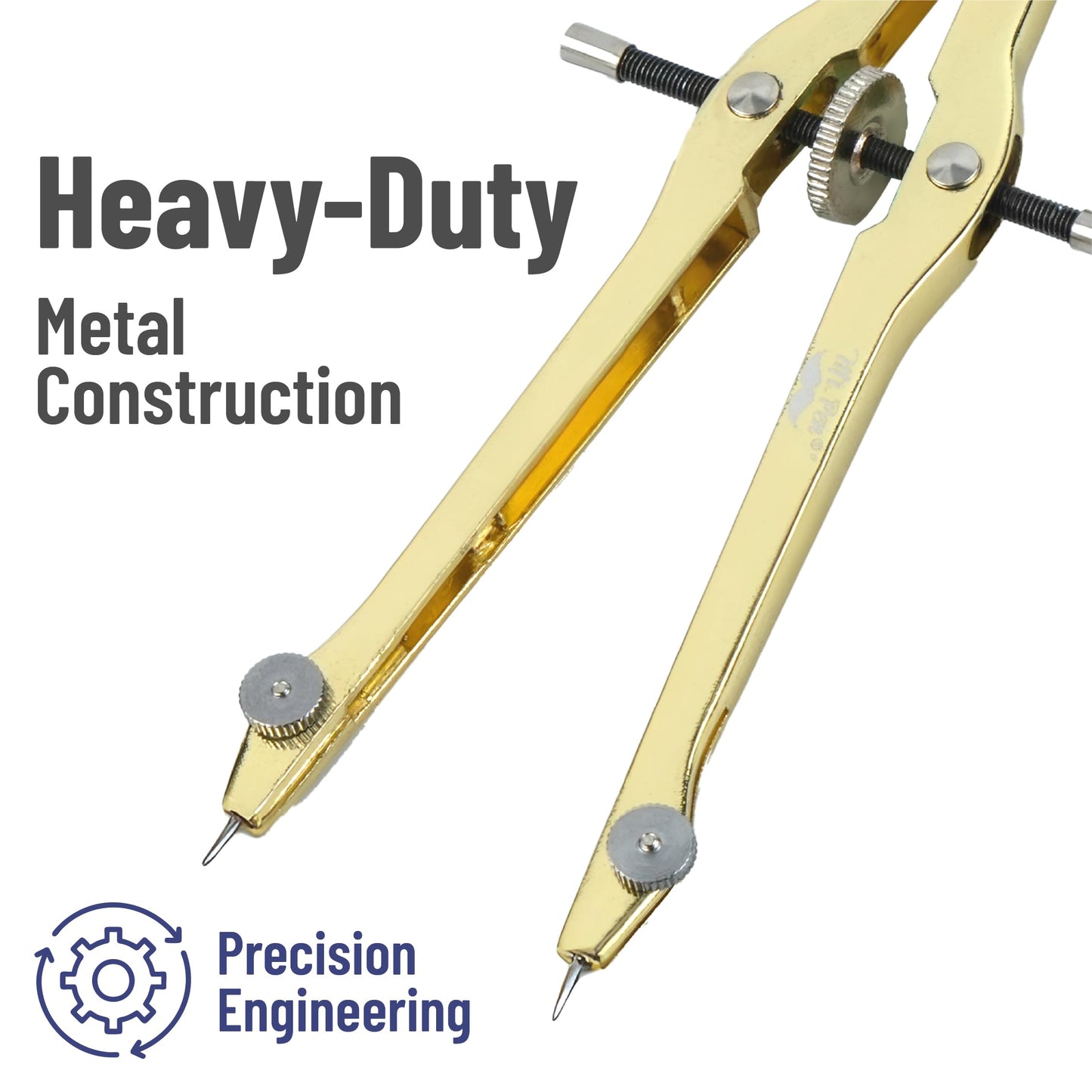 Mr. Pen- Geometry Set, 15 pcs, Gold, 6 Inch Swing Arm Protractor, Divider, Set Squares, Ruler, Compasses and Protractor