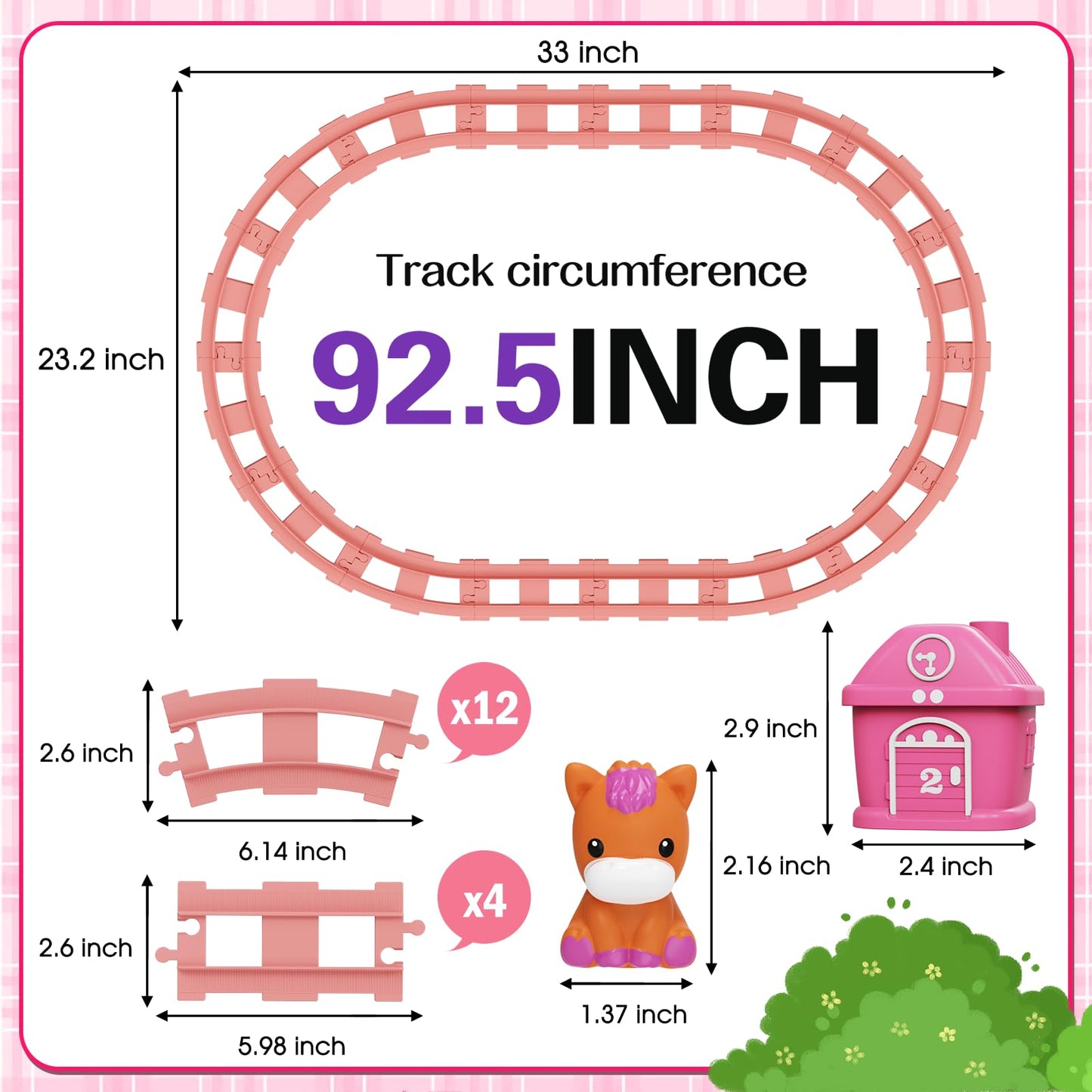 Train Set Toy Toddlers for 1-3 Learning Toy for Ages 1 2 3,Montessori Learning Matching & Sorting Toys,Christmas Birthday Gift Boys Girls (Pink)