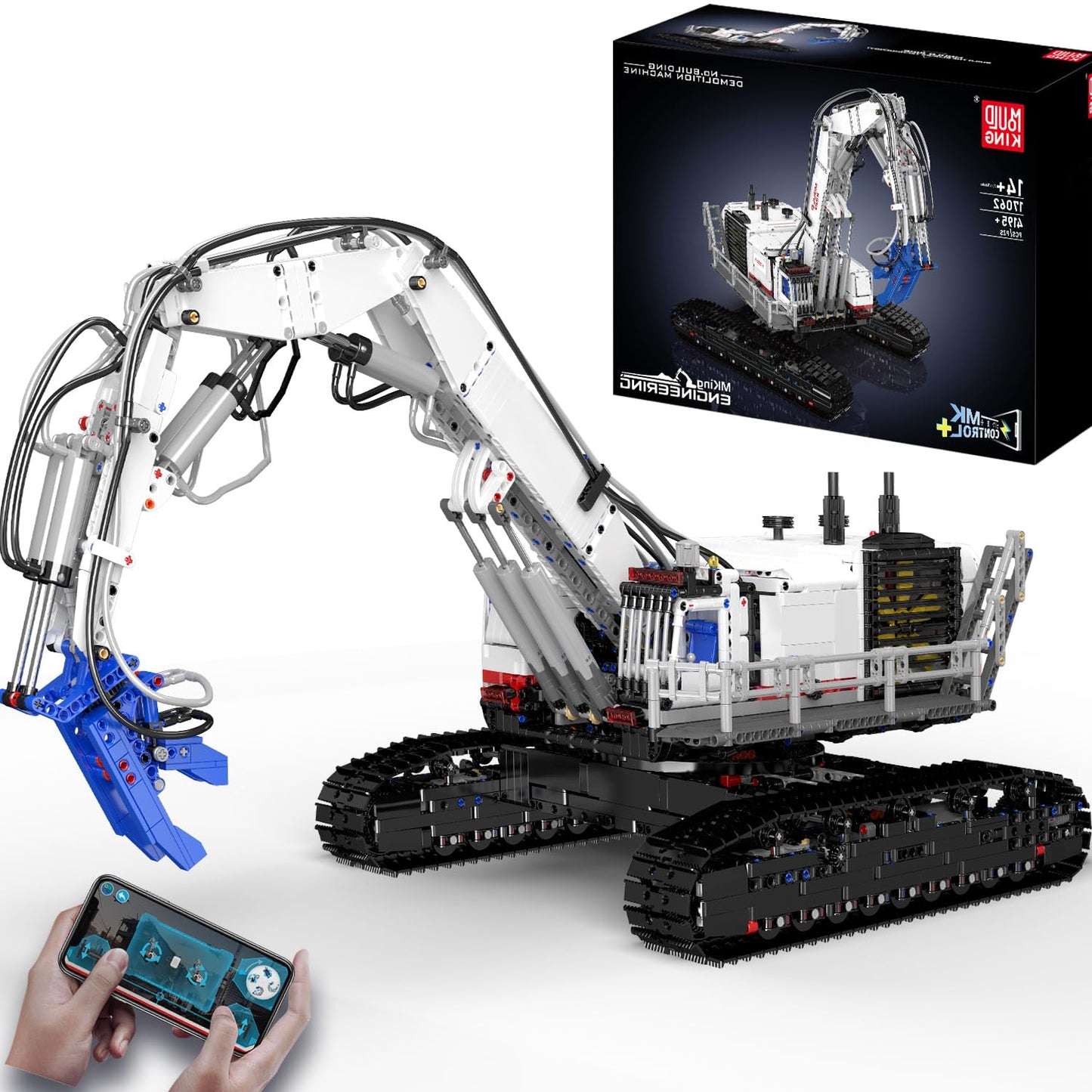 Mould King Mobile Demolition Crane Construction Set, APP Control Motorized Excavator Truck Building Blocks Kit, DIY Assembly STEM Car Toys for Adults - Perfect for Creative Play and Learning (4195+)