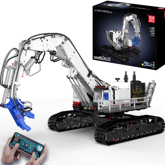 Mould King Mobile Demolition Crane Construction Set, APP Control Motorized Excavator Truck Building Blocks Kit, DIY Assembly STEM Car Toys for Adults - Perfect for Creative Play and Learning (4195+)