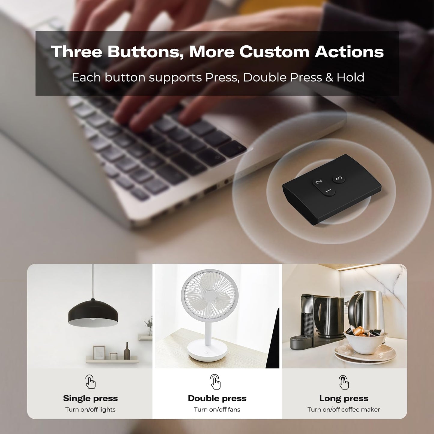 THIRDREALITY Smart Button ZB2,ZigBee Hub Required,3 Wireless Button,Remote Control,Compatible with Home Assistant,SmartThings (2015/2018),Aeotec,Homey Bridge,Homey Pro,Rechargeable Lithium Battery