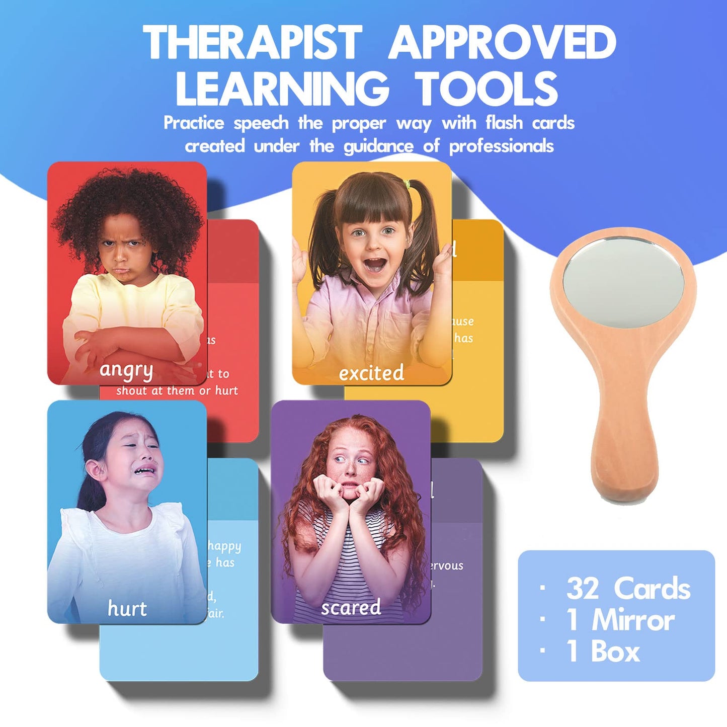 MEROCO Feelings Emotions Cards for Kids Therapy, Realistic Picture Cards for Speech Therapy Mirror, Aba Therapy Materials Autism Social Emotional Learning Materials