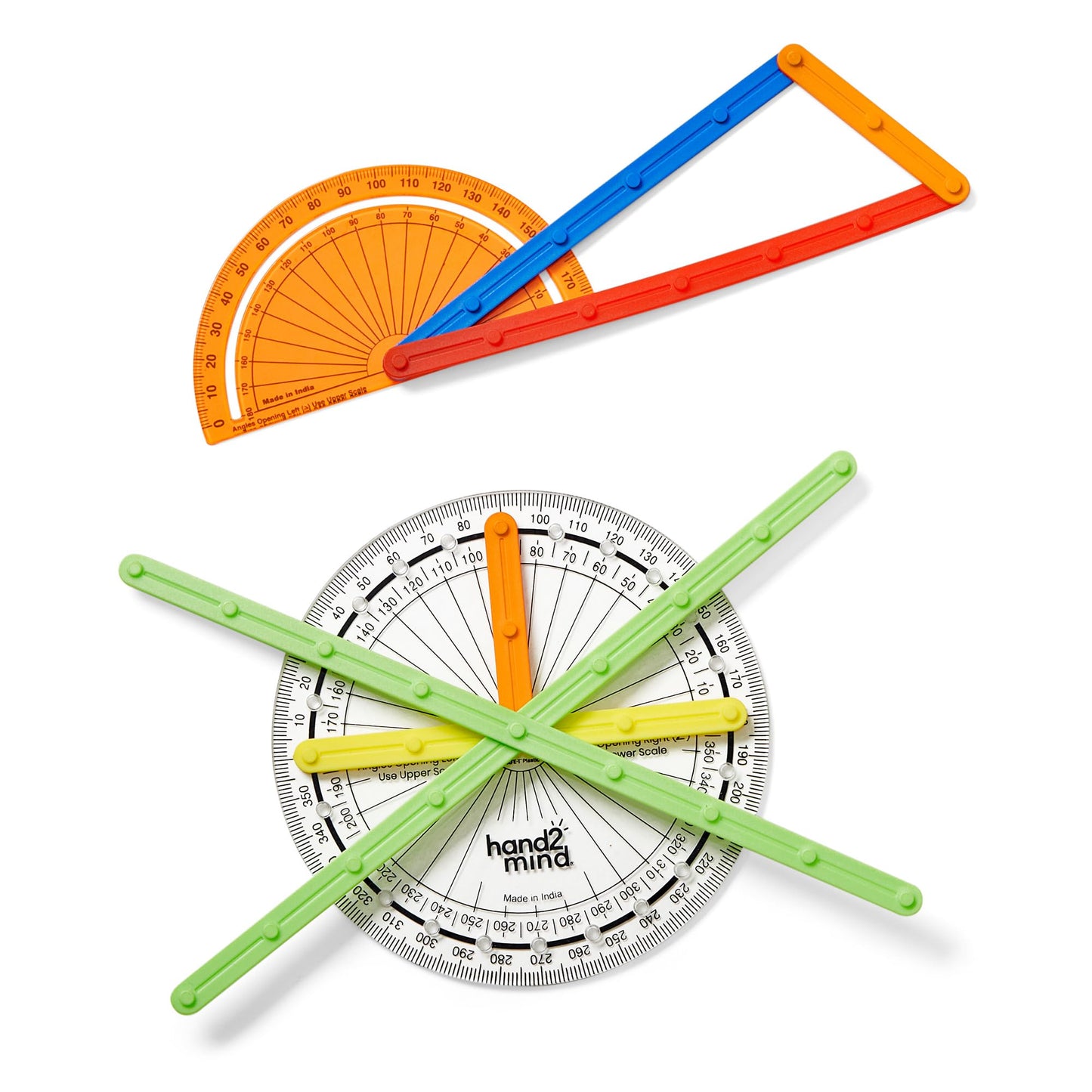 hand2mind AngLegs Small Group Set with 8 Protractors, Geometry Manipulatives, Geometric Shapes for Classroom, Montessori Math Materials, Math Teaching Tools, 4th Grade Math Manipulatives for Kids