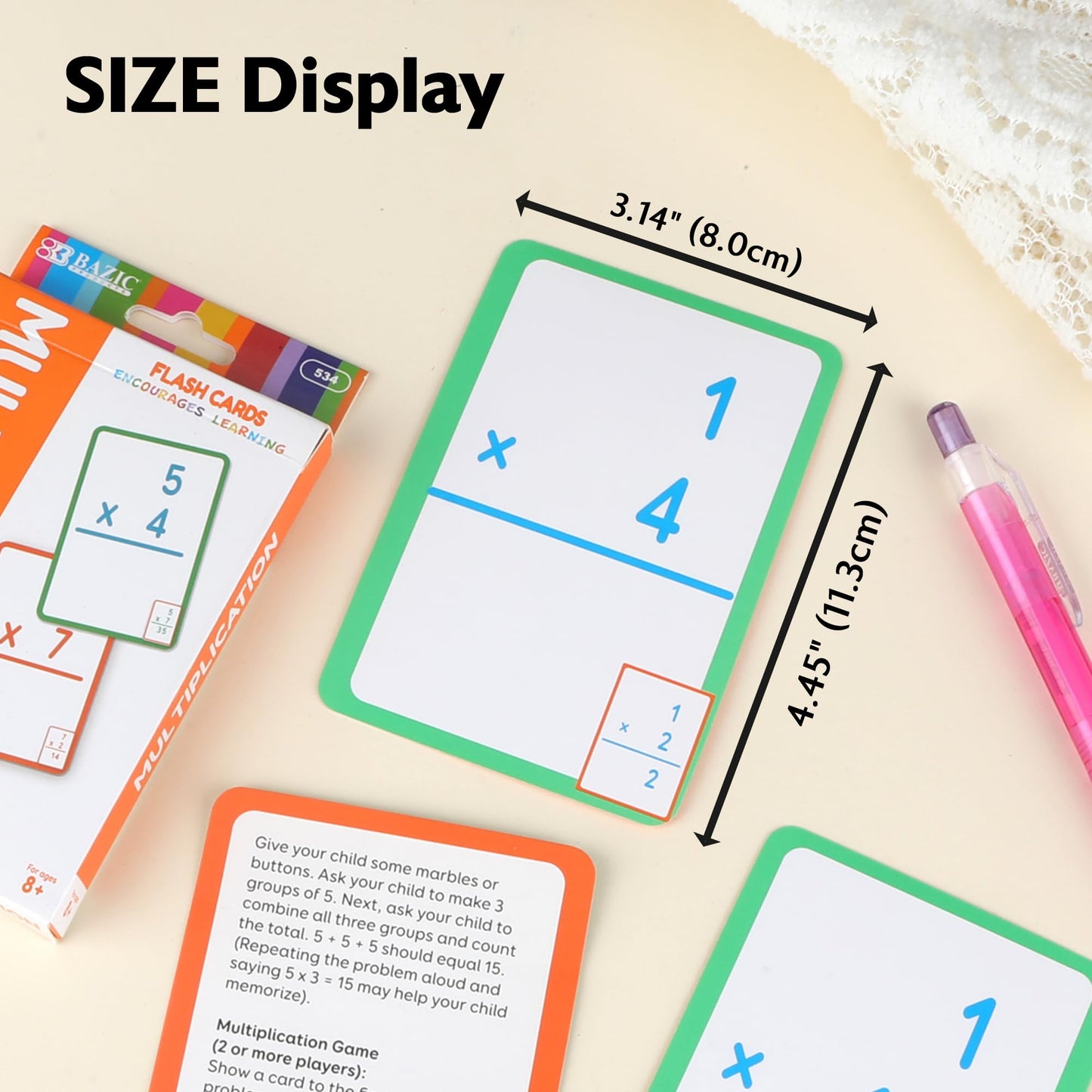BAZIC Products Multiplication Flash Cards, 36 Cards, Ages 8+, Case of 72
