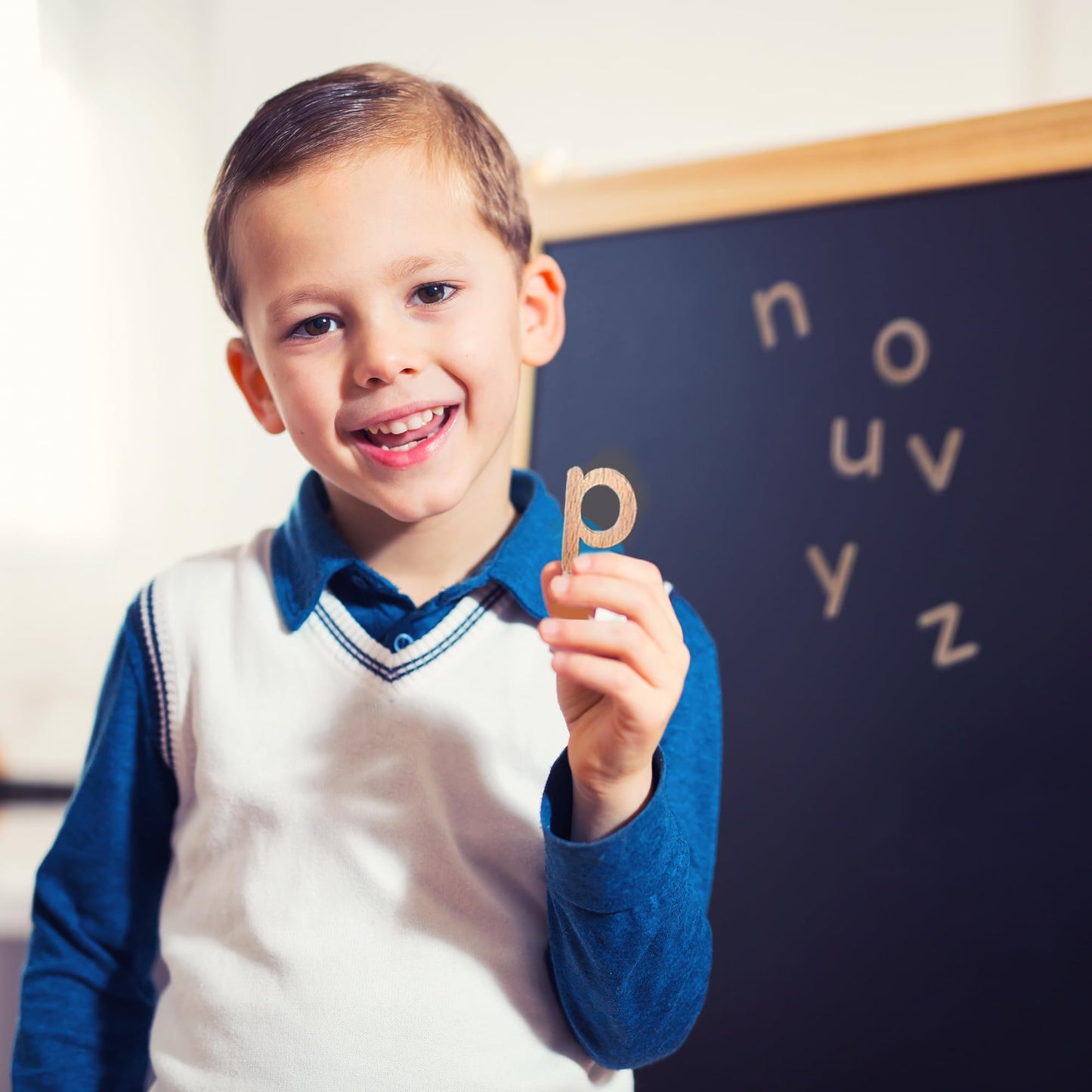 LEAPING LEARNING Alphabet Magnets - Magnetic Letters for Kids, Wooden Letters for Learning & Classroom Supplies, Ideal for Refrigerators, School Board, & Early Literacy Educational Toys 3+ (Lowercase)