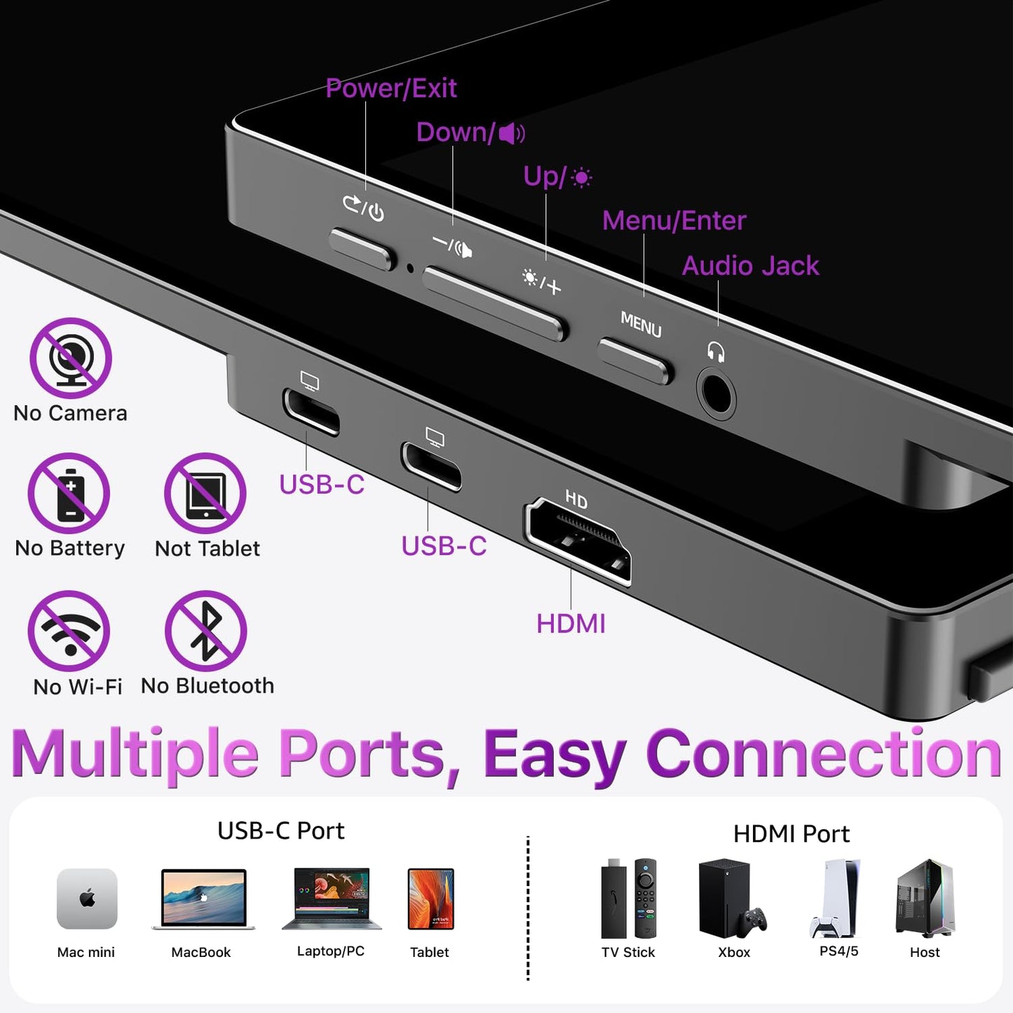cocopar Portable Monitor Touchscreen 15.6 Inch 1080P FHD 90% sRGB Travel Monitor with Speaker HDMI USB-C Second Screen for Laptop MacBook Surface PC Xbox PS4/5, VESA Mountable, with Touchscreen