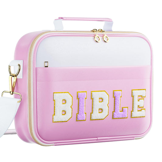 WOBAGMEN Bible Cover Case for Women,Large Leather Bible Book Covers with Bible Study Supplies, Bible Study Accessories Bible Journaling Kit,Purple Church Bag Christian Gifts for Women