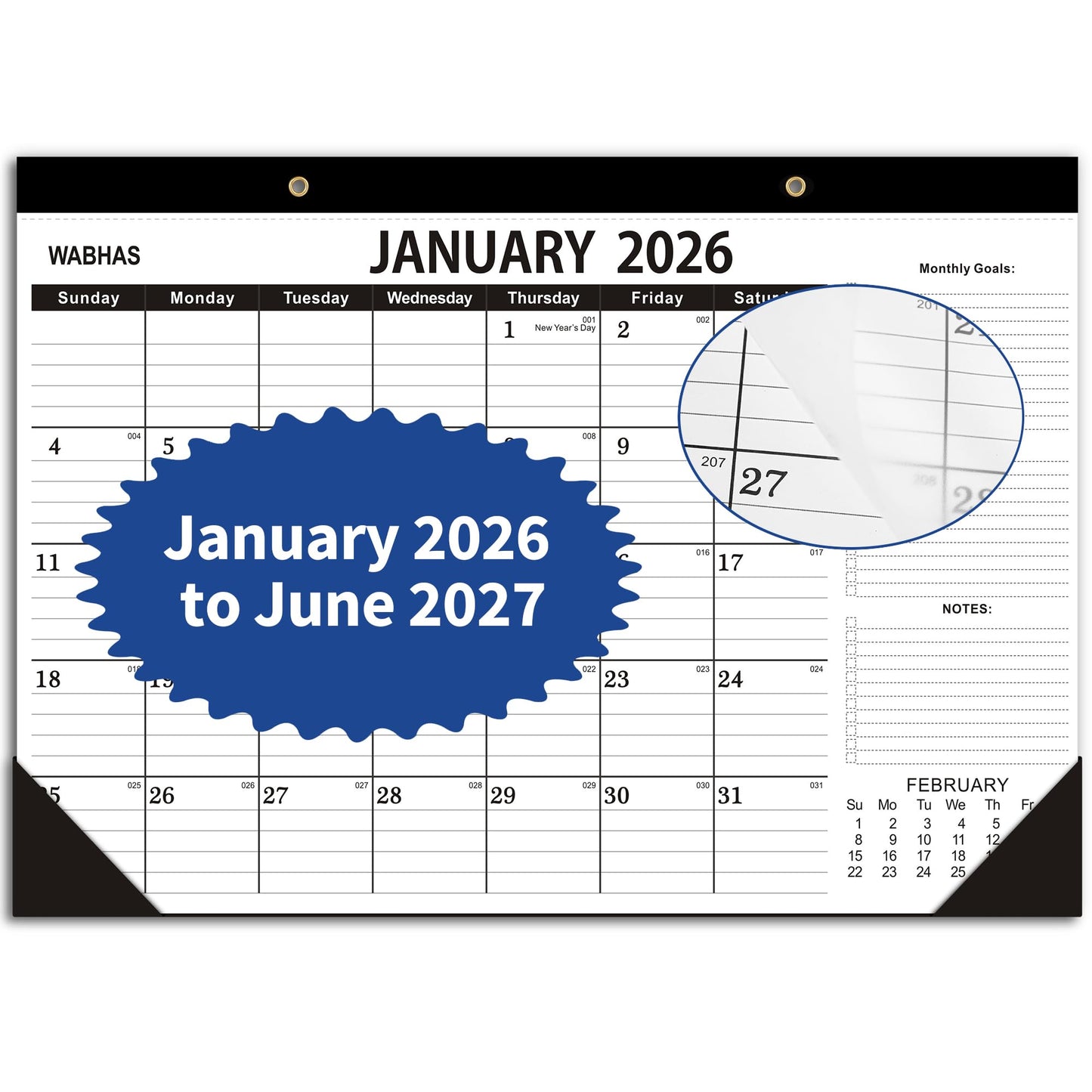 Desk Calendar 2026,January 2026 to June 2027,2026 Desk Calendar with to-do list,Calendar 2026-2027-18 Months,2026 Calendar 17" x 12" for Home or Office.