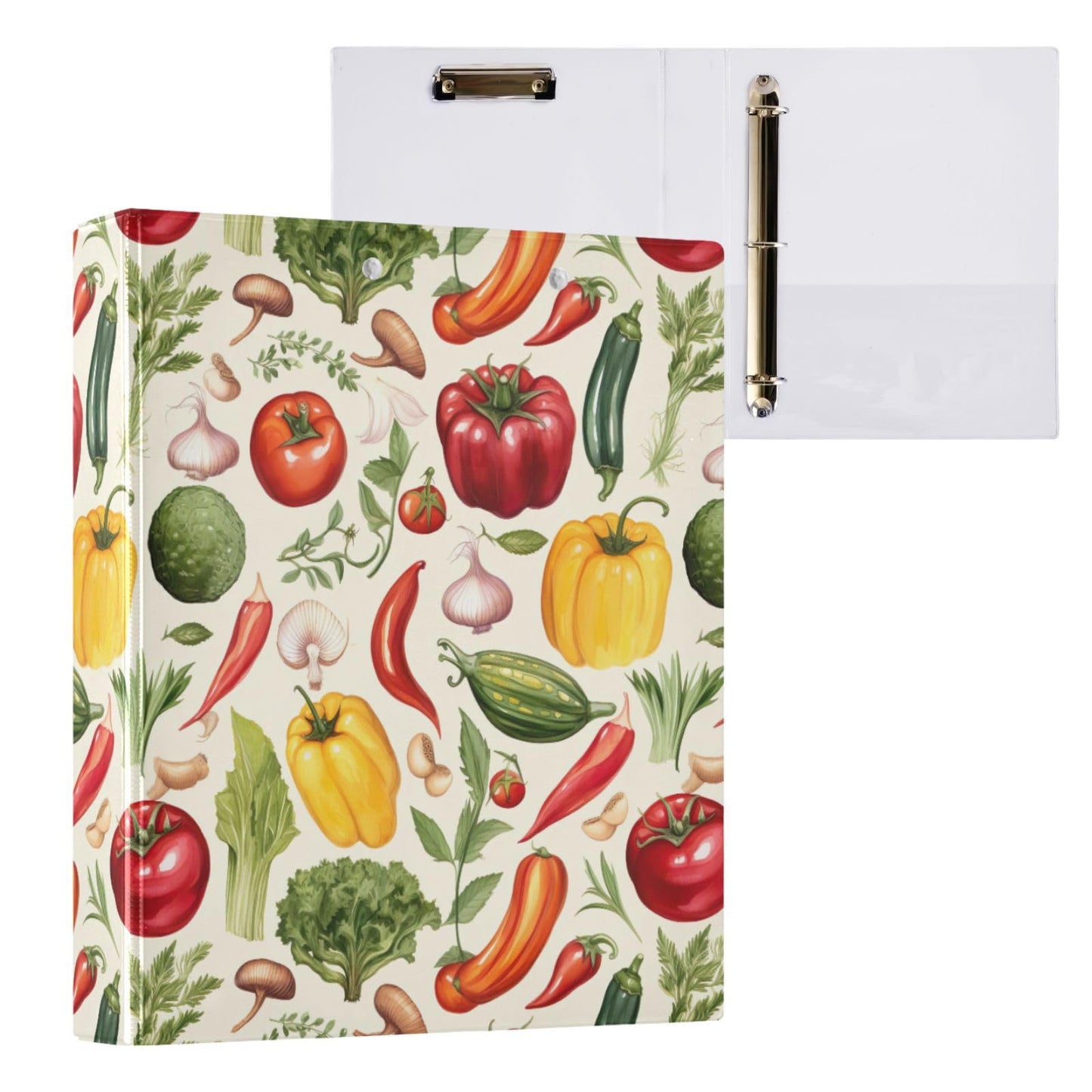 Joko Ivery Vegetables Carrots Tomatoes 3 Ring Binder 1.5 Inch Binders 3 Ring with 3 Pockets & Clipboard Letter Size Three Ring Binder Organizer for Work Recipes Paper Office Supplies Gifts 1 Pack