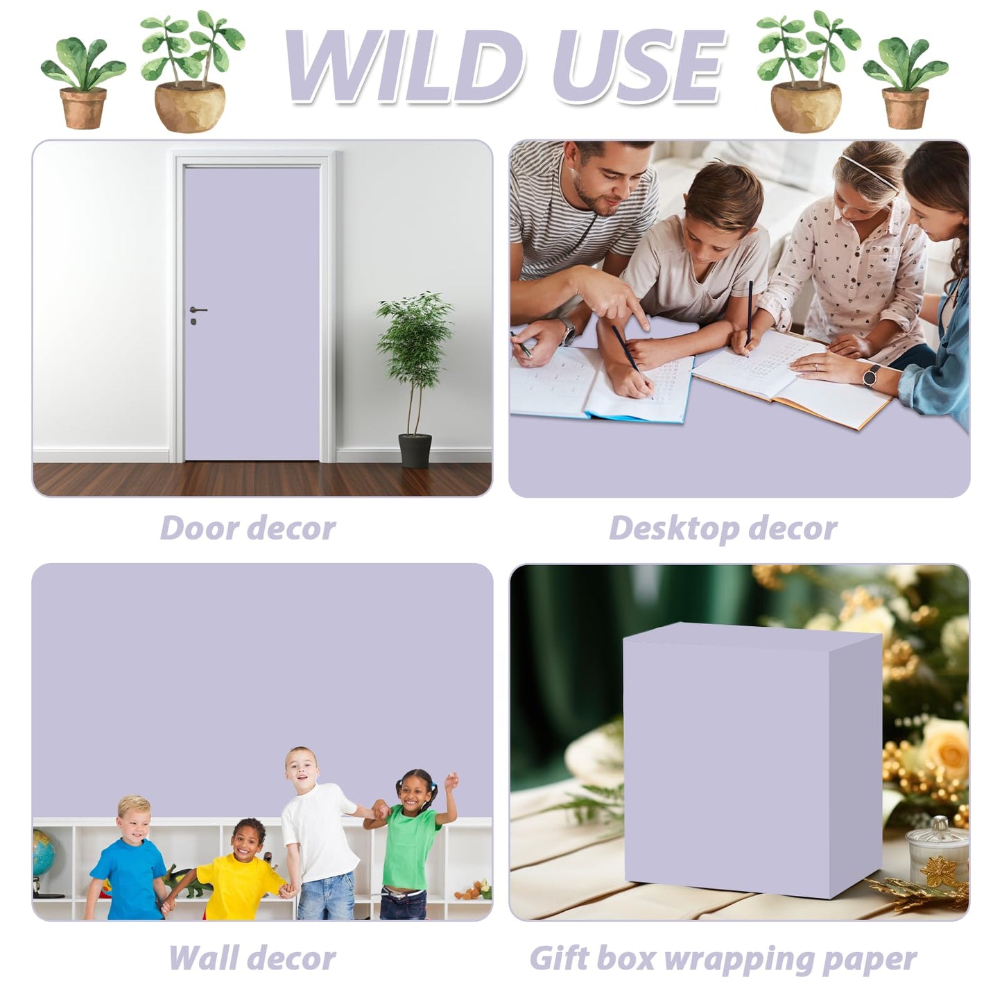 Light Purple Bulletin Board Paper Roll Lavender Bulletin Board Background Paper Back to School Classroom Decoration Poster for Art Craft DIY Projects Home Office Classroom Party Supplies 17.7in x 20ft