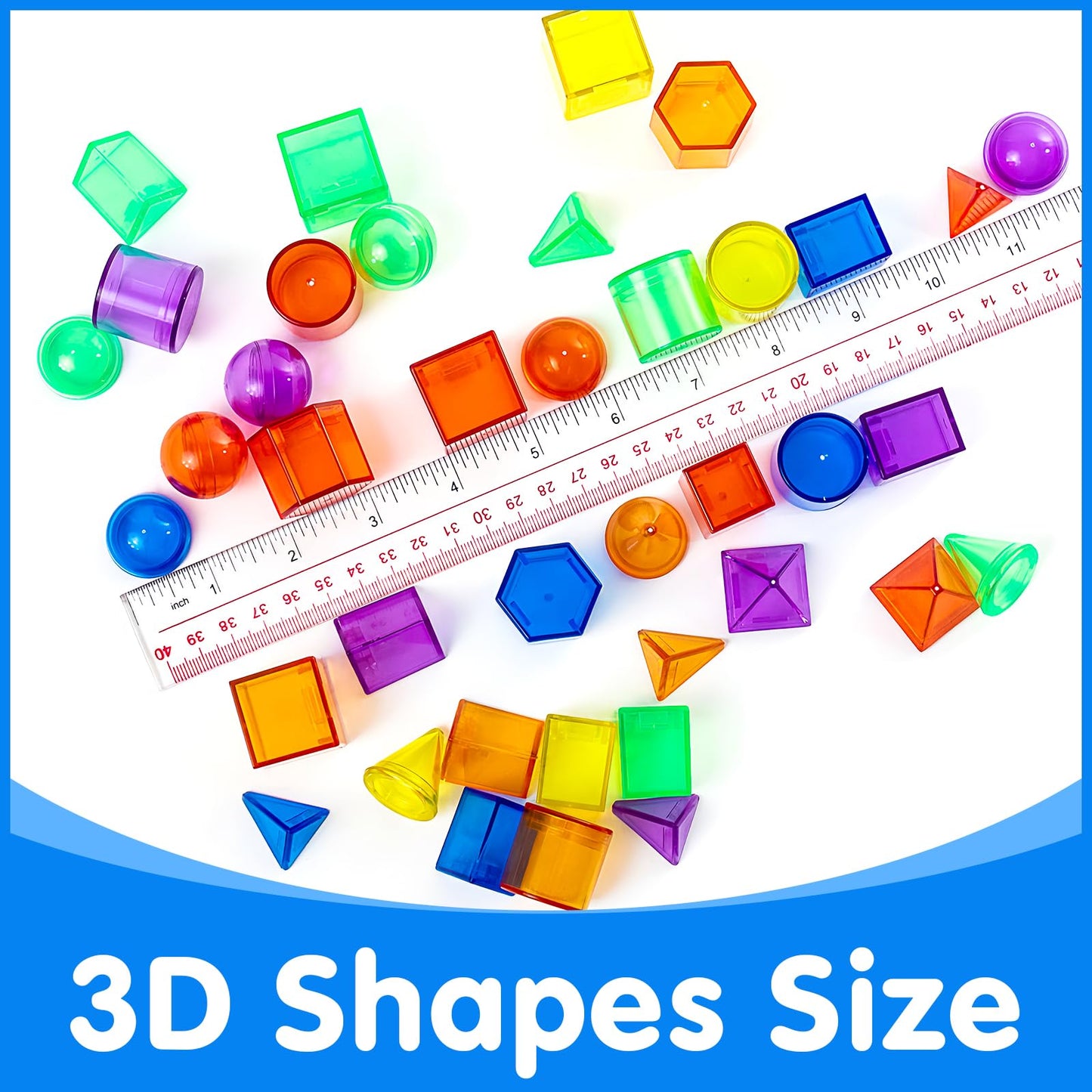 Odoorgames 100 Pcs 3D Shapes for Teaching - Geometric Solids and Geometry Manipulatives for Classroom - Enhance Learning Experience