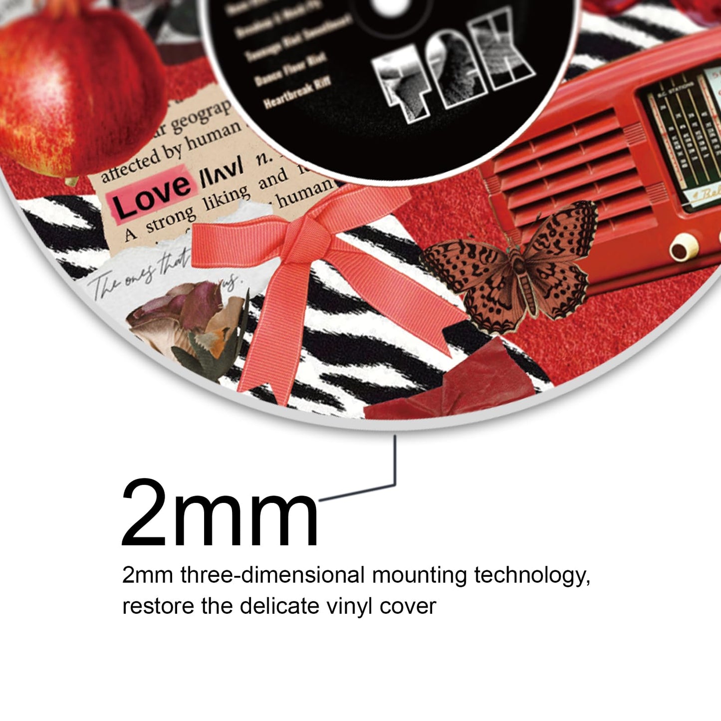 DOODLREAM 4PCS Y2K Aesthetic Vinyl Record Wall Decor 12" Hippy Red Retro Wall Art Posters for Room Aesthetic, Collage Art Retro Record Decor for Music Party Studio Living Room DIY Craft Project