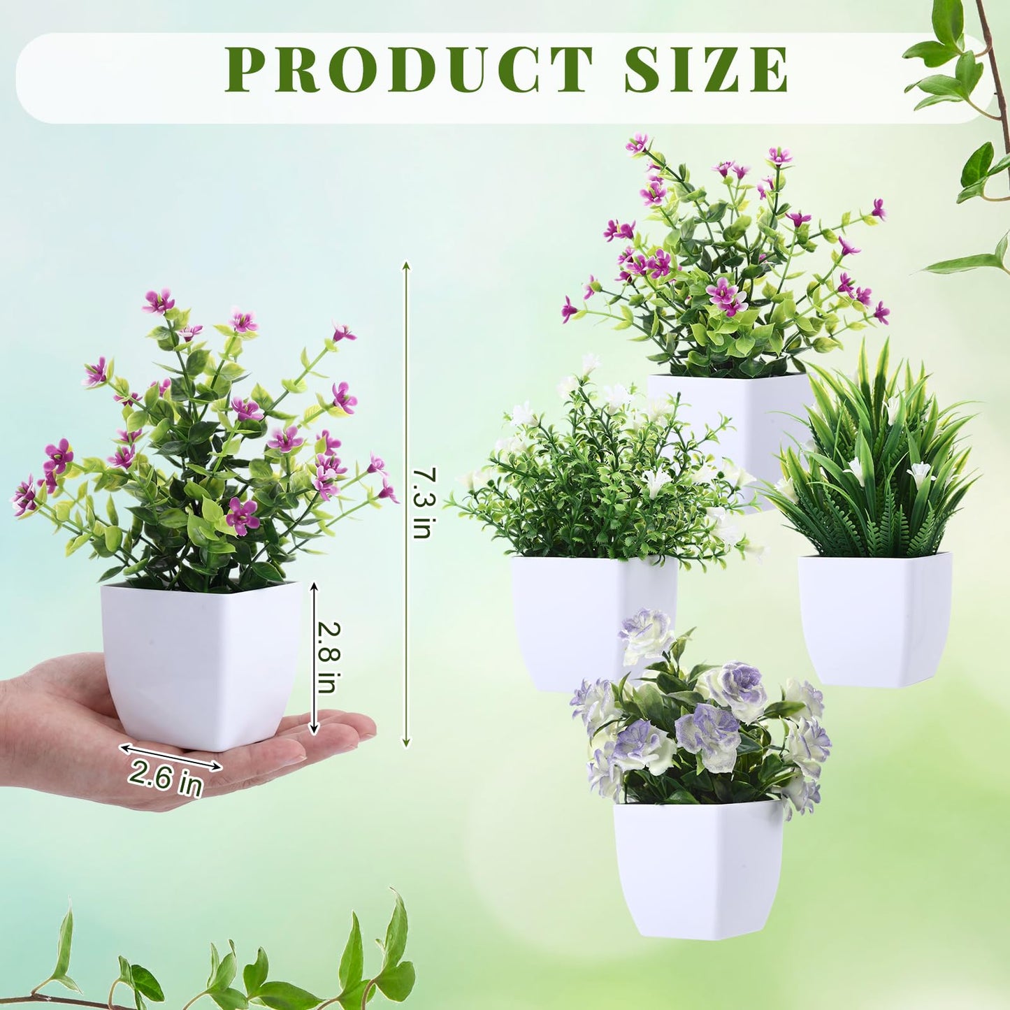 Suncalla 4 Pack Mini Magnetic Fake Plants for Classroom Whiteboard Small Artificial Potted Plants with Faux Flowers Decorative 3D Magnets for School Office Home Decor(Flower)