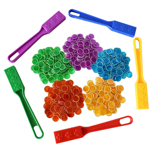 Yuanhe Magnetic Bingo Chips Set - 5 Colors Magnetic Wands with 500 Metal Chips for Counting and Sorting, Educational Activities