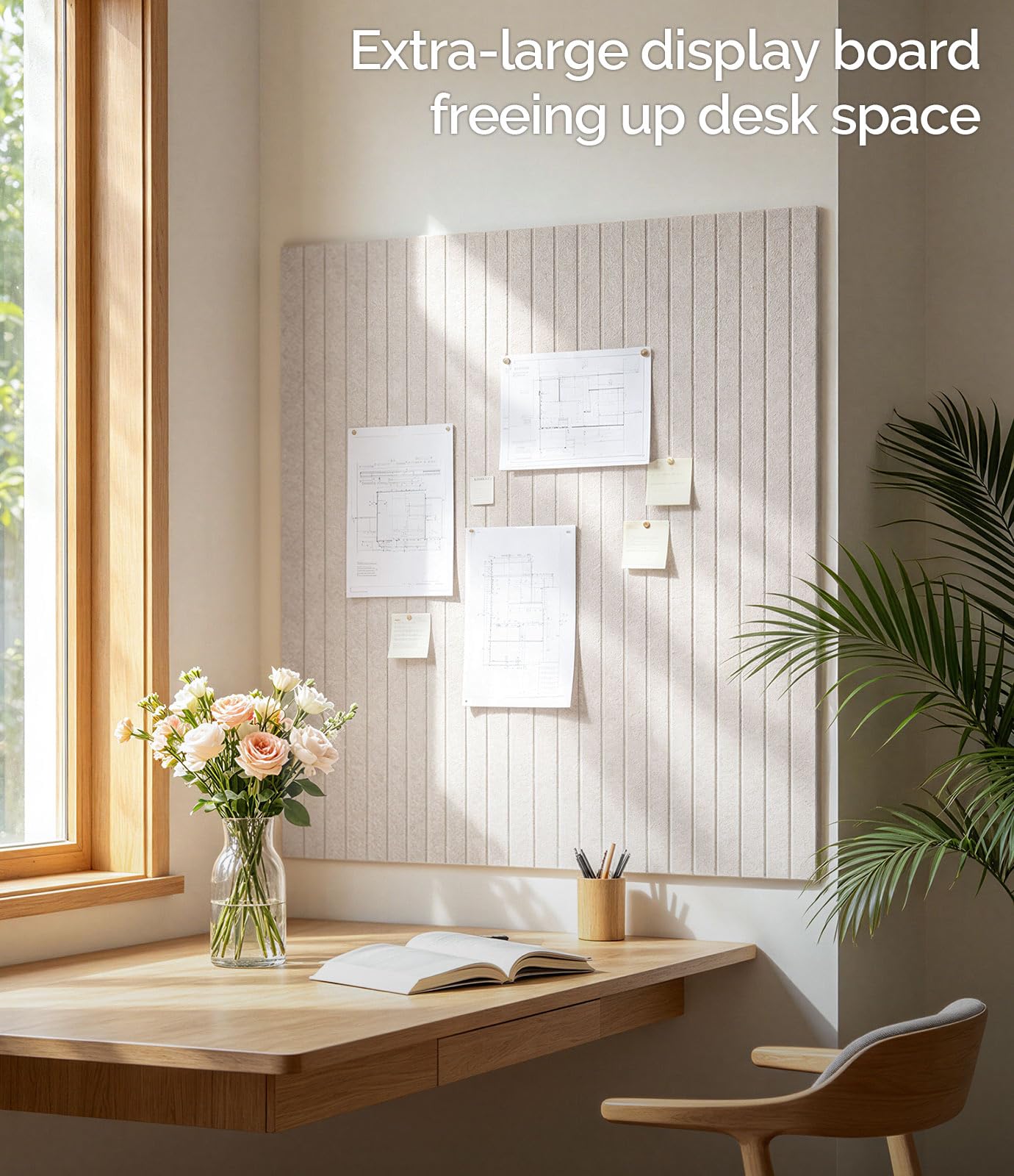 Bounmer Large Cork Board Alternative 48“ x 36”, 12-Pack Felt Bulletin Board Tiles with 60 Safe Removable Adhesive Tabs & 30 Pushpins, Cork Boards for Office Walls Decor (Oatmeal)