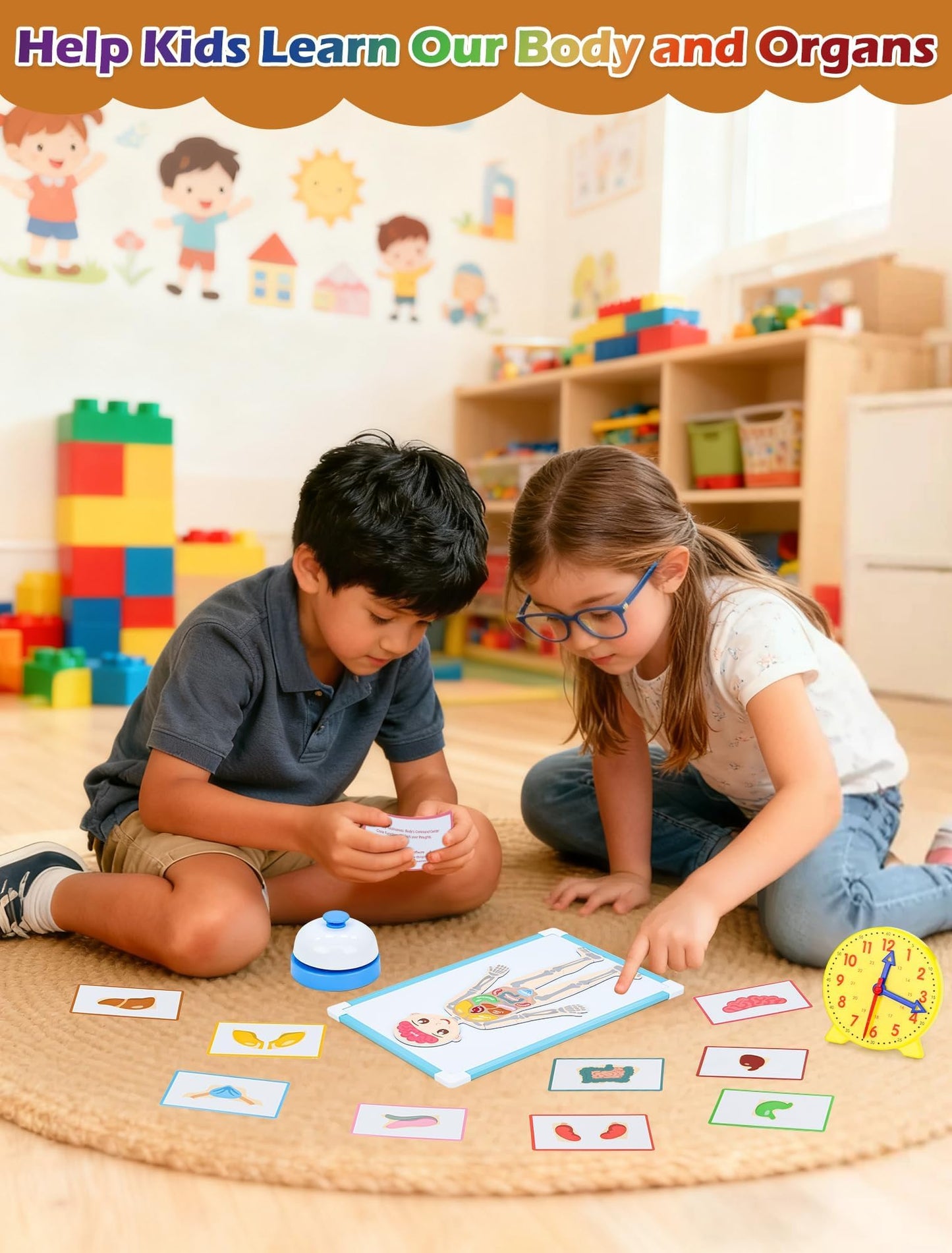 Learn2M Pretend Play Teacher Sets for Kids, Role Pretend Play Kids School Toys with Whiteboard, Teacher Bag, Magnetic Puzzles, Clock, Posters and Teacher Supplies Classroom Learning Set