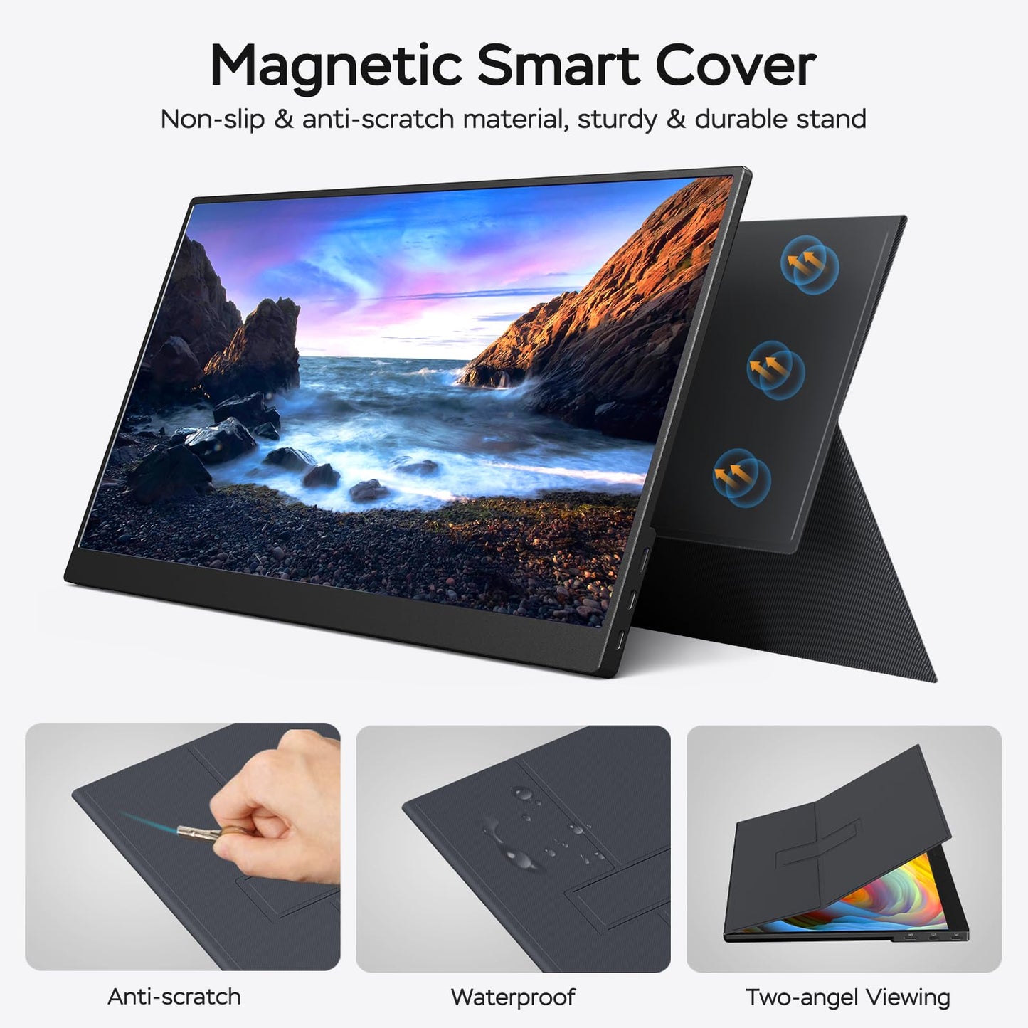 Yxk Portable Monitor 17.3 Inch 1080P 144Hz IPS HDR Ultra-Slim Travel Monitor with Dual Speakers USB-C HDMI Second Screen for Laptop PC Mac Phone Xbox PS4/5 Switch, VESA Kickstand with Cover Stand
