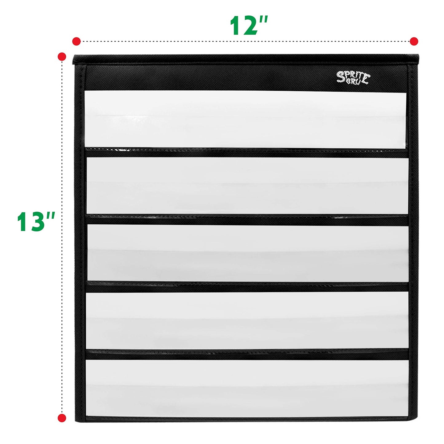 Black Tabletop Desktop Pocket Chart with Bonus 20X Dry Erase Cards. Double Sided and Self-Standing (13” X 12”)