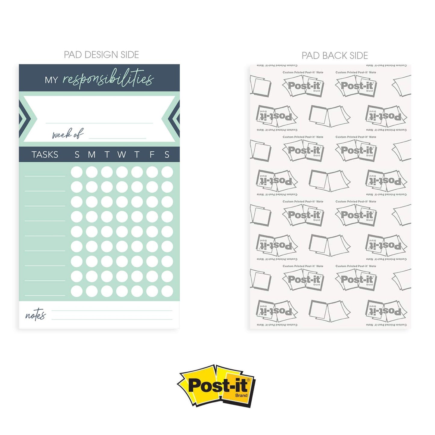 Modern Weekly Chore Chart / 6" x 10" Sticky Note Fill-in Task List/Homeschool Task Assignment List