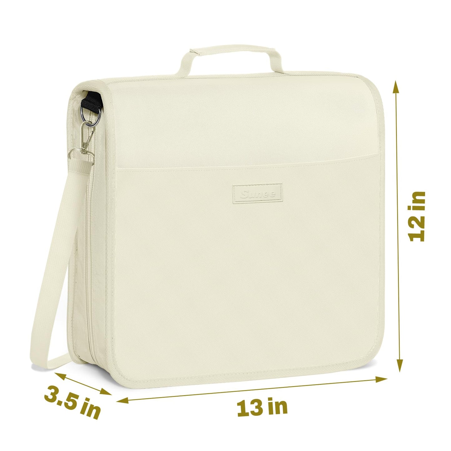 SUNEE Zipper Binder 3 Ring, 3 Inch O-Ring with Handle and Shoulder Strap, 600-Sheet Capacity, 5-Tab Expanding File Folder, Multi-Pockets for Middle School Organizer Binder with Zipper, Soft Beige