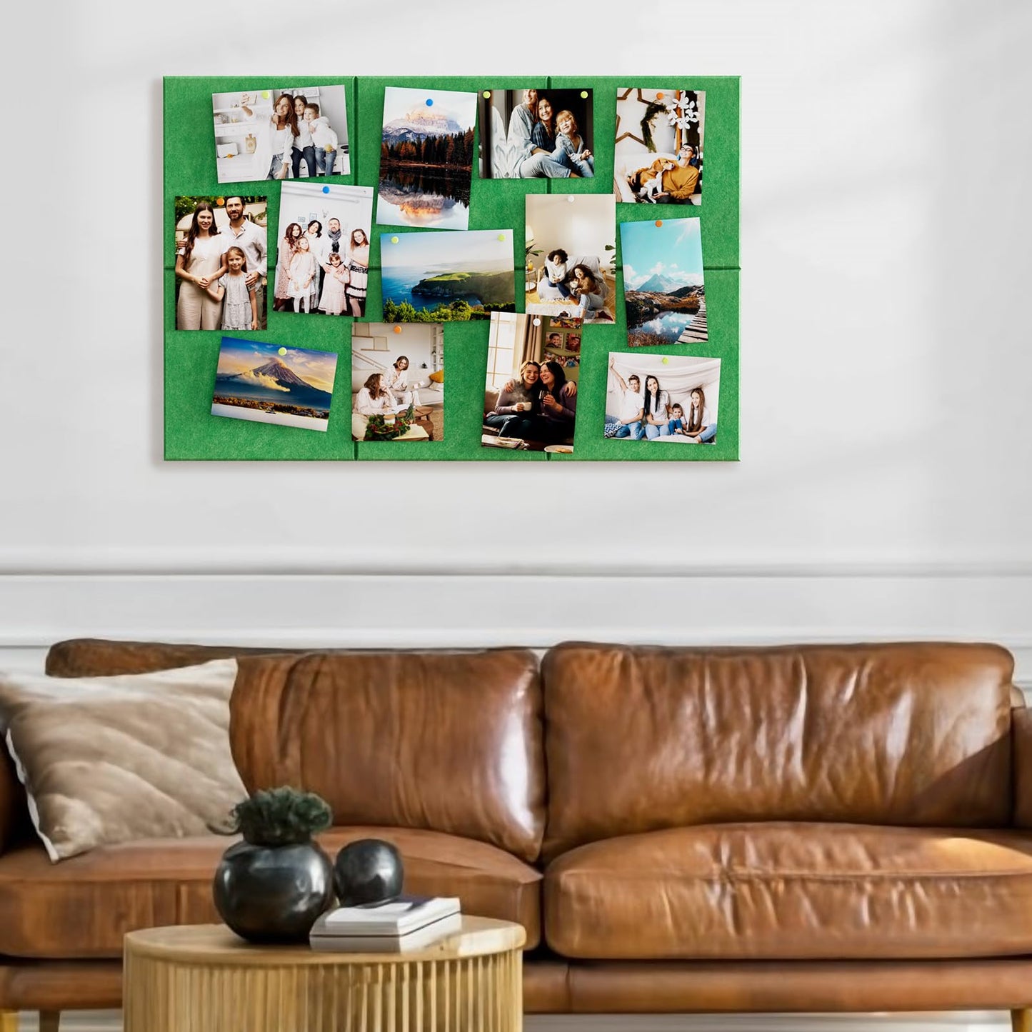 MaxGear Large Cork Board for Wall 36" x 24", Emerald Green Bulletin Board, 6 Pack Felt Wall Tiles with Pushpins, Cork Boards for Office Push Pin Board Tack Board Felt Board