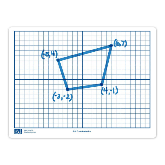 EAI Education X-Y Coordinate Grid Dry-Erase Boards: 9" x 12" Double-Sided Set of 10