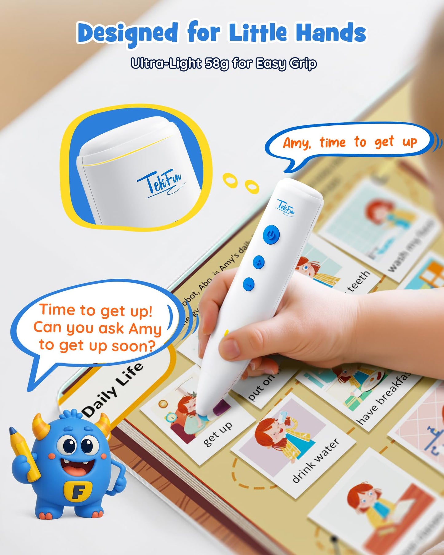 TEKFUN Talking Pen Books Sets, Interactive Audio Sound Books Kids Learning Electronic Toys for Boys Girls, Autism Sensory Games, Early Educational Gifts Birthday Gifts for Toddlers Kids Age 2 3 4 5