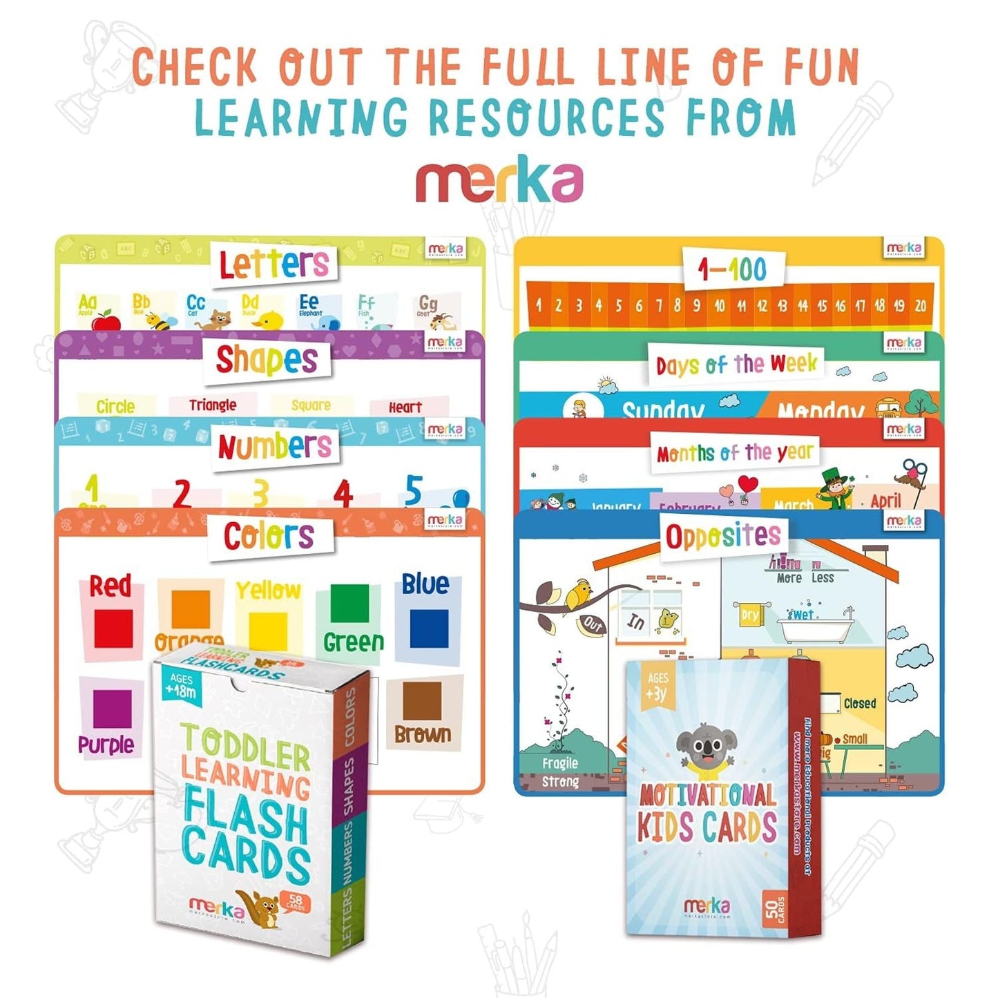 Merka Newborn Toys & Sensory Flash Cards for Babies - High Contrast Baby Cards - 50-Pack Paper, 2.4 in x 4.2 in, Black & White - Visual Stimulation & Brain Development for 0-3 Months