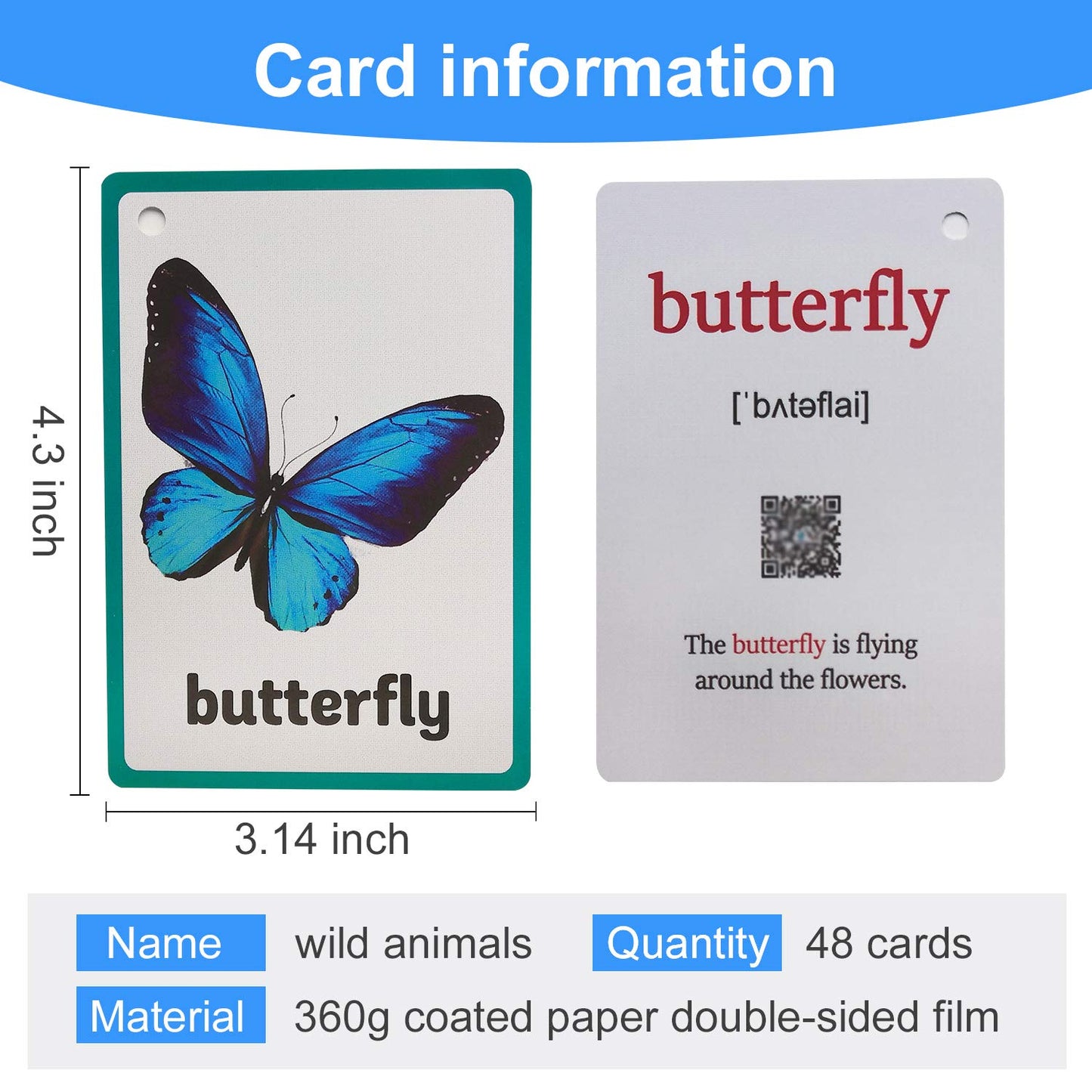 Zwttey Wild/Farm/Sea Animals Body Parts Learning English Flash Cards Kids Montessori Toys Baby Cards Child Pocket Card Pre-Kindergarten