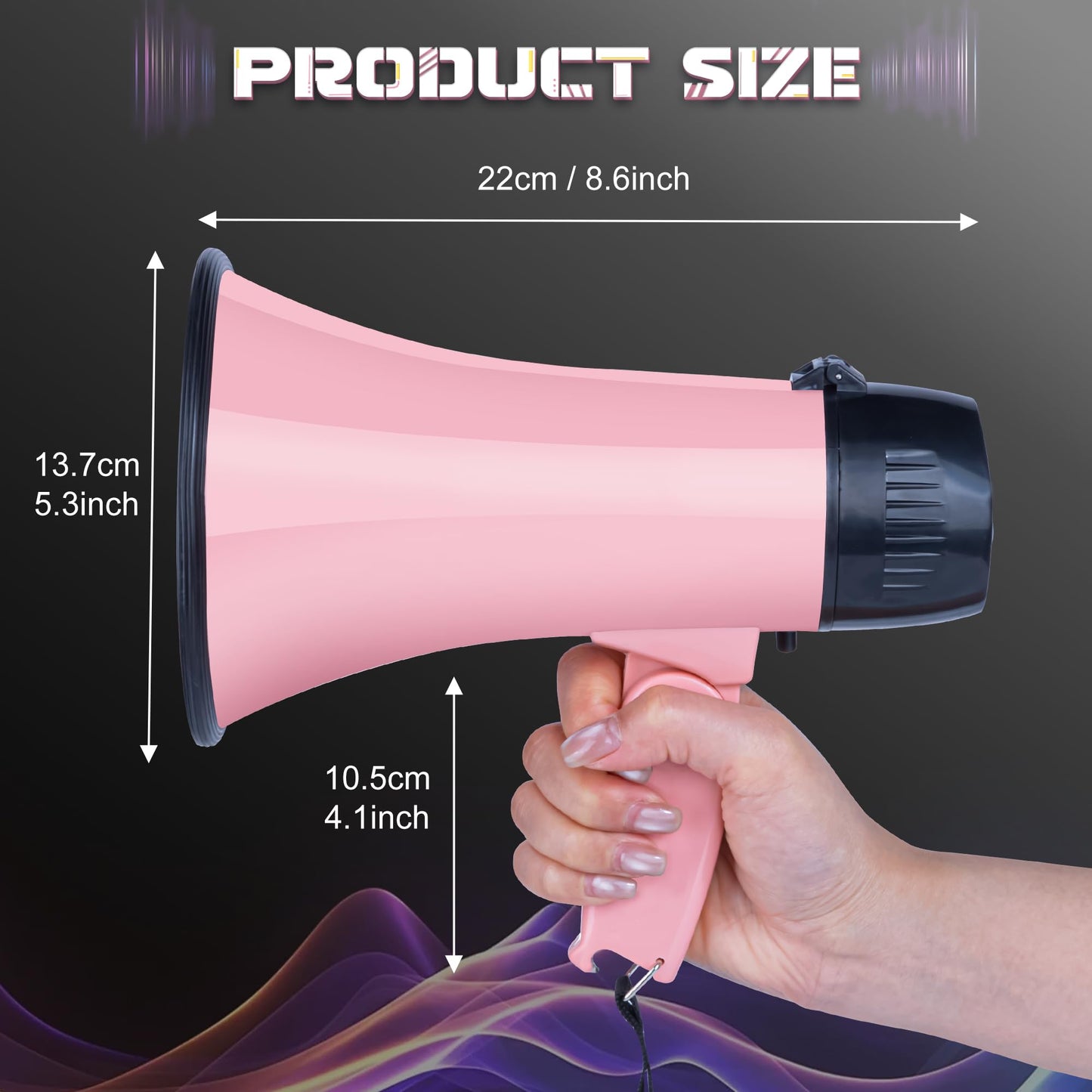 MyMealivos 20W Megaphone Bullhorn, Built in Siren & 240s Recording, 5.4"×8.6" Portable Megaphone with Volume Control Cover Up to 300 feet+ for Indoor and Outdoor Activities(Pink)