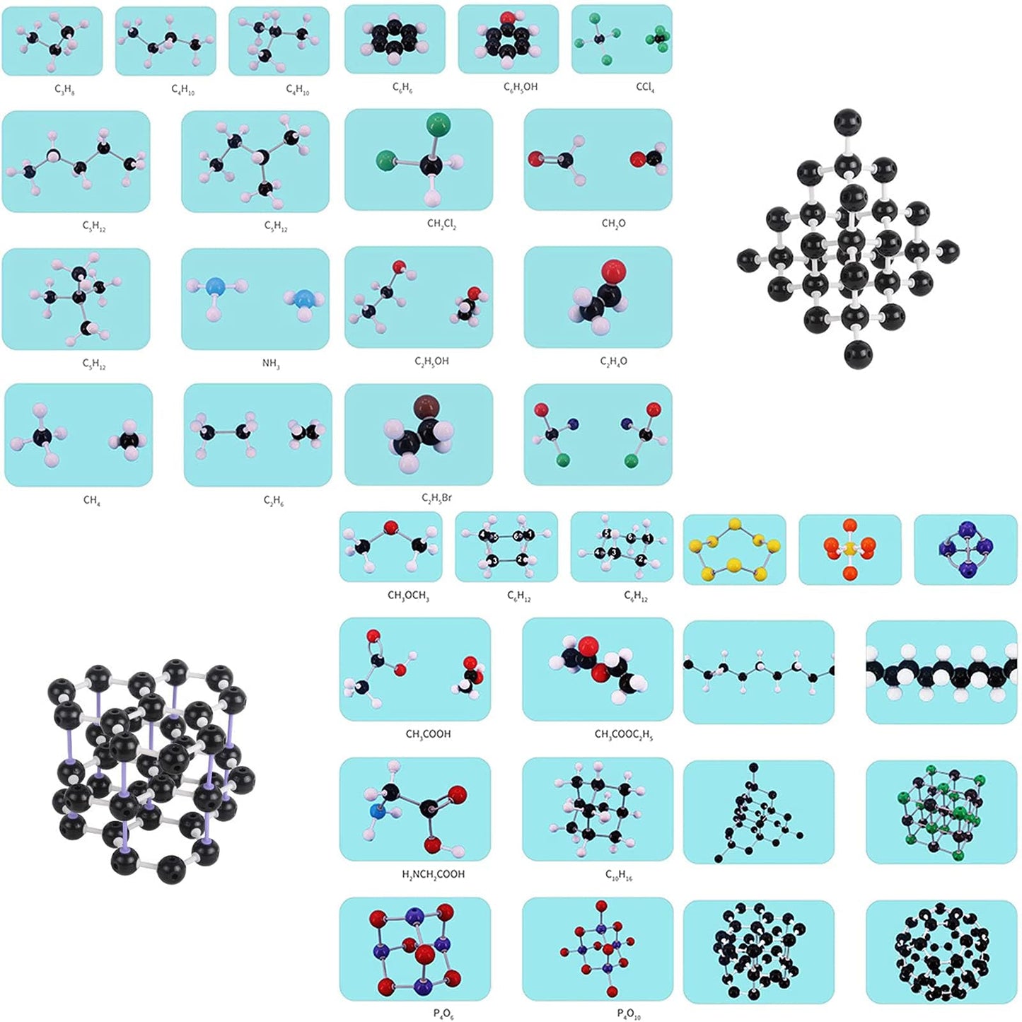 YCWF Chemistry Model Kit,974 Pcs Molecular and Atomic Model Kit for Organic and Inorganic Chemistry Learning,Chemistry Structure Kit with Atoms,Bonds & Orbitals for Teacher, Student