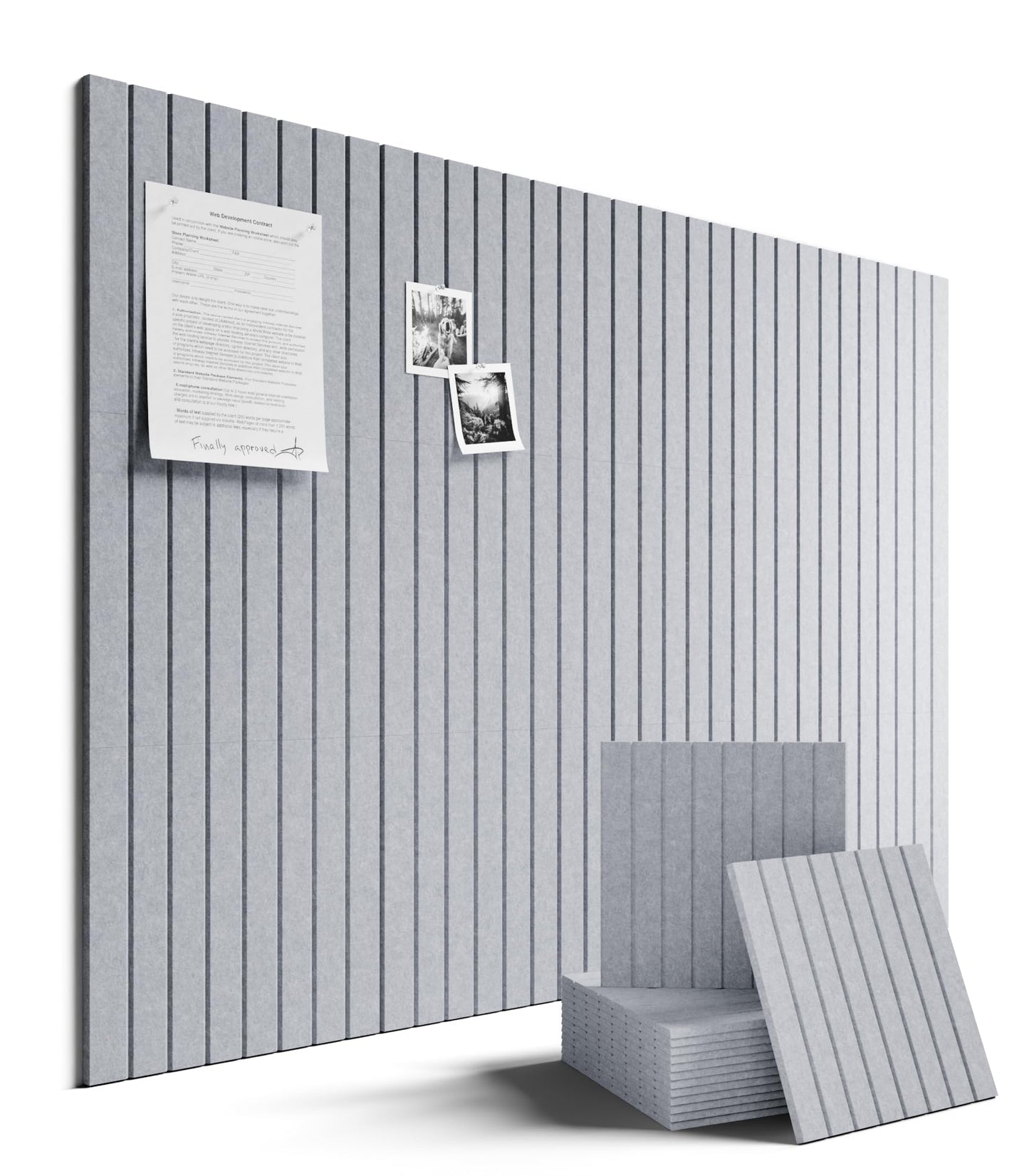 Large Felt Bulletin Board 48" x 36" Cork Board Alternative-12 Pack with 70 Safe Removable Adhesive Tabs, Cork Boards for Walls for Home Office Classroom Pin Board-Soft Gray