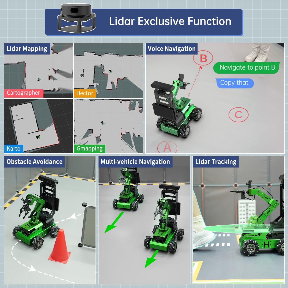 HIWONDER JetAuto Pro ROS2 Robot Car with AI Vision Robotic Arm Support SLAM Mapping/Navigation/Autonomous Driving/Python for Engineering Student and Adults（Advanced Kit with Jetson Orin Nano 8GB）