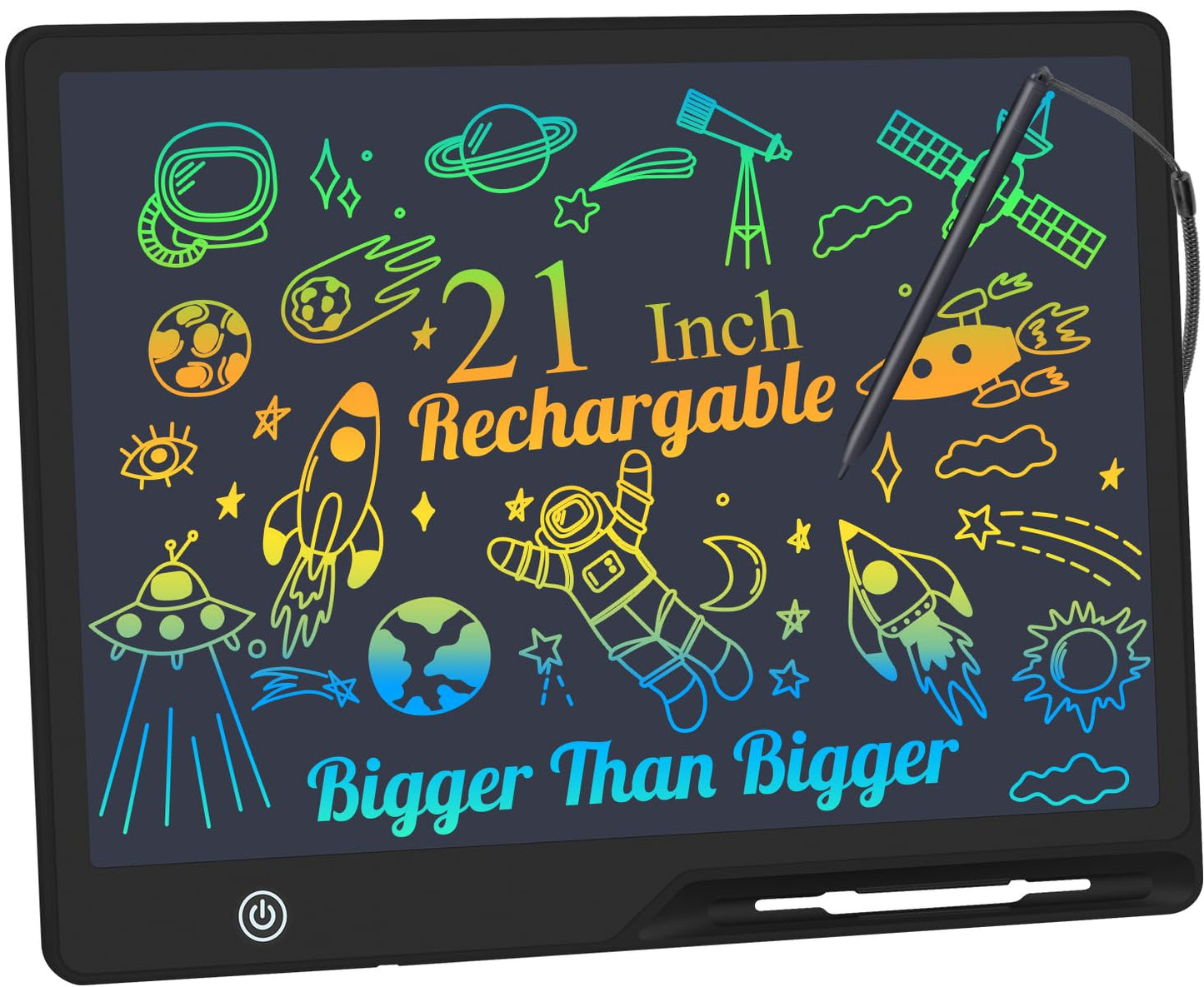 Kinayue LCD Writing Tablet for Kids, Rechargeable 21 Inch Doodle Board,Easter Basket Stuffers,Preschool Learning Toys Christmas Birthday Gift 3 4 5 6 7 Year Old Girls Boys (Black)