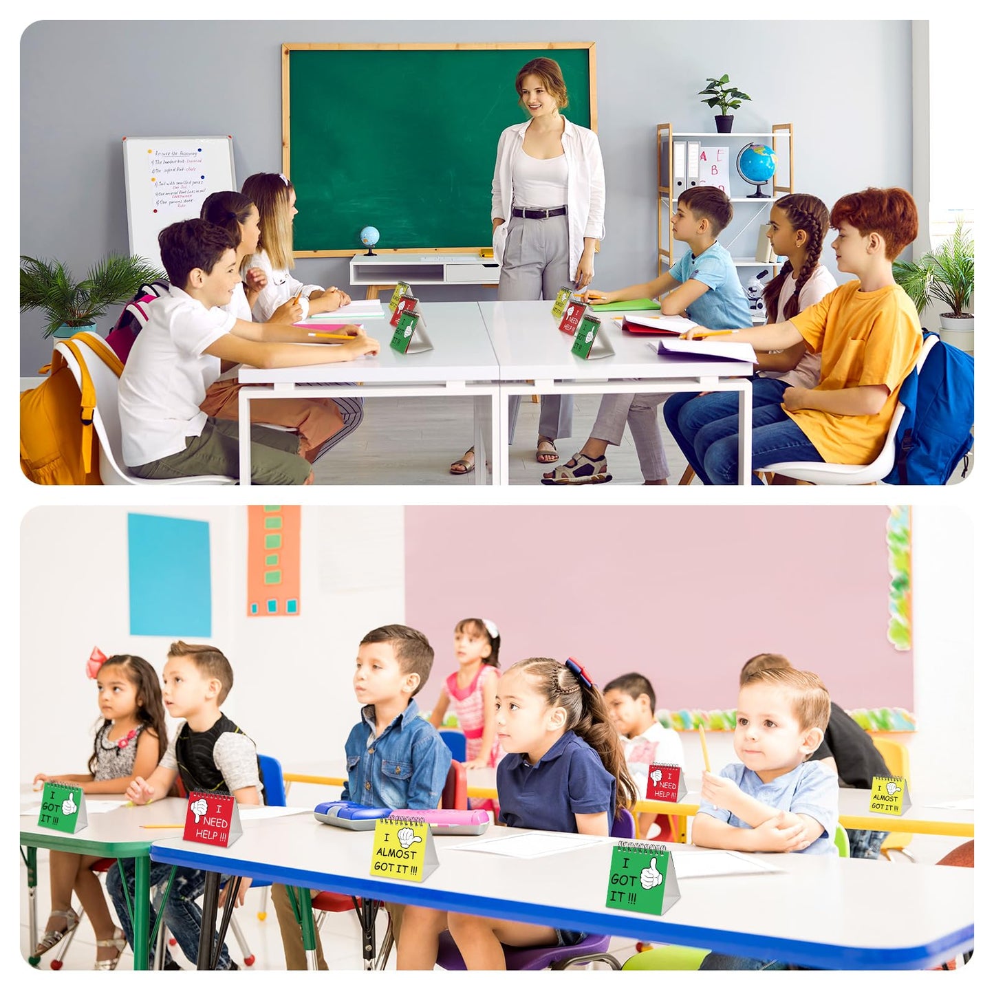 Harloon 24 Pcs I Need Help Mini Flip Chart Signs Self Assessment Cards Behavior Management Classroom Tools for Kids Teachers Classroom School Behavior Educational and Learning Activities Supplies