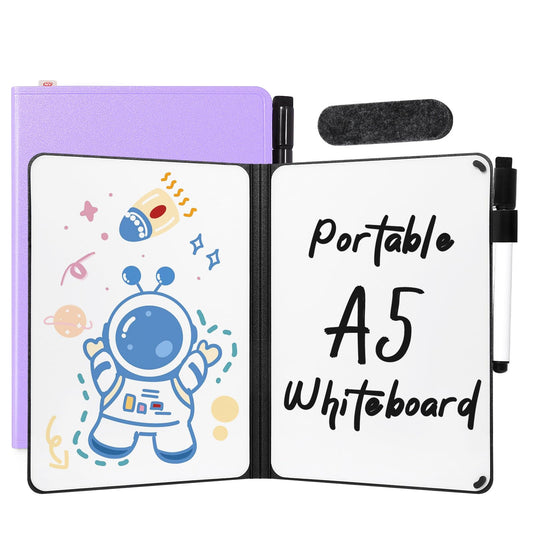AGM Portable White Board Dry Erase, Double Sided Folding Whiteboards with Pen, Small Dry Erase Board for Study, Meeting, Doodling, Planning, Purple