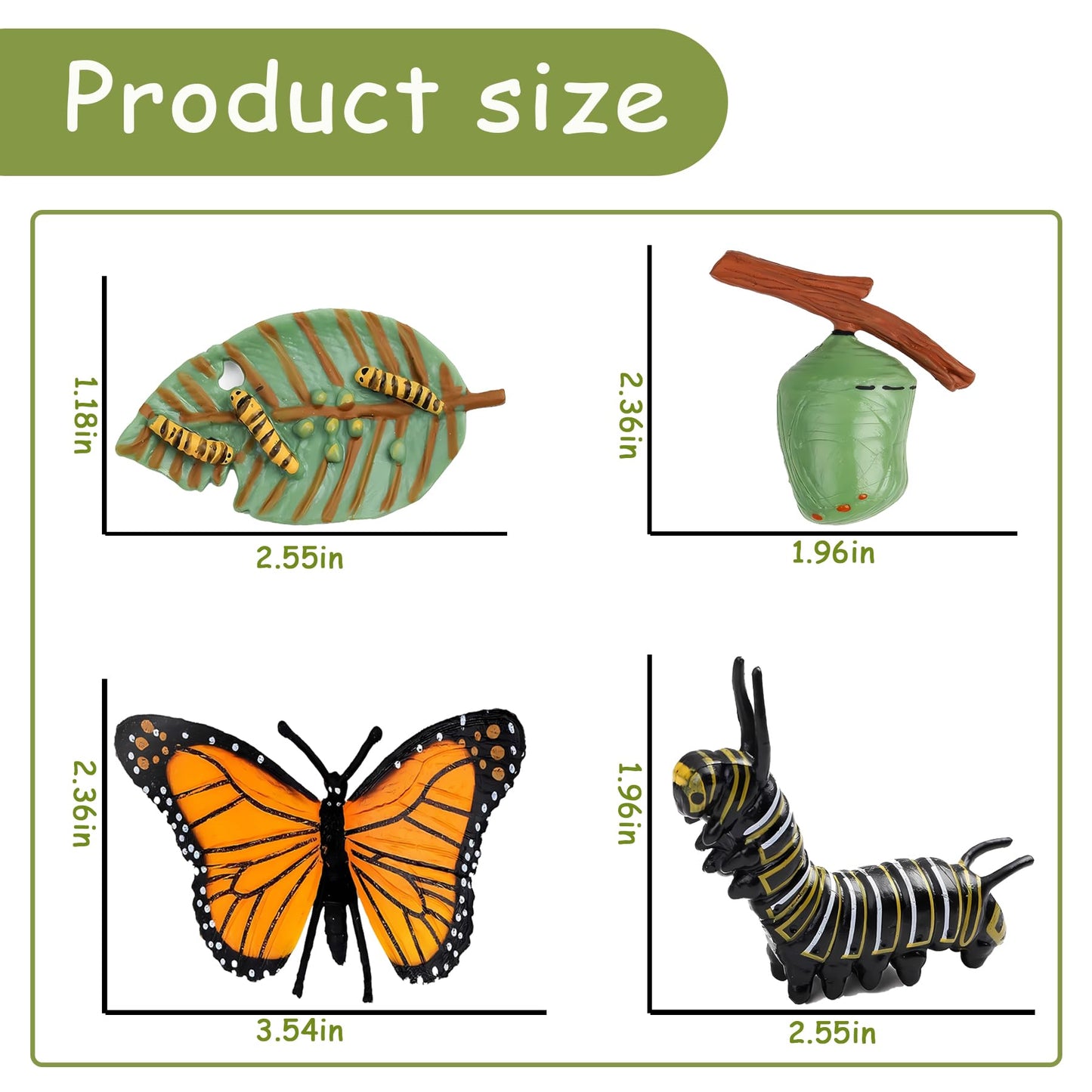 Mbrain 4pcs Butterfly Growth Cycle with Flash Cards,Life Cycle Learning & Education Toys,Montessori Toys,Gift for Girl & Boy for 3 4 5 6 7 Year Old (Butterfly)