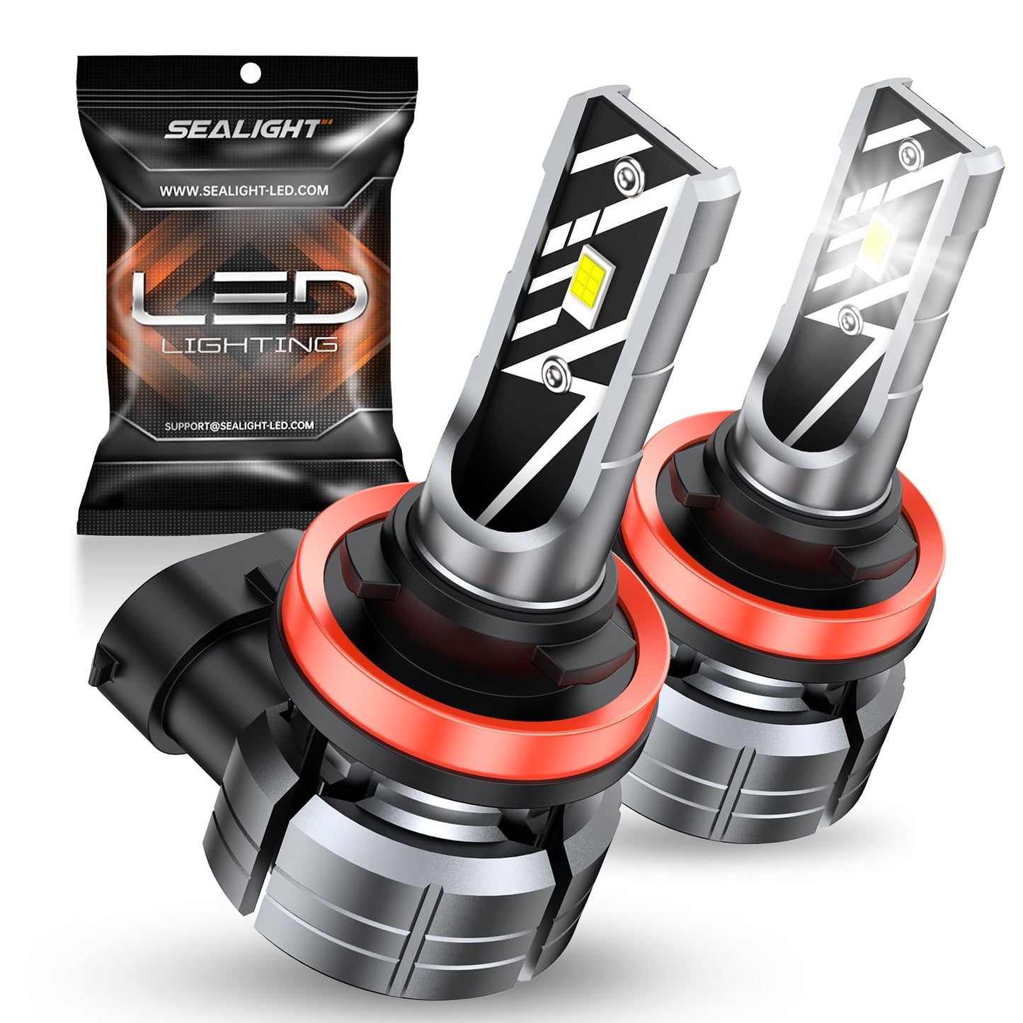 SEALIGHT H11 LED Fog Light Bulbs, 10,000LM, 6000K Cool White, H11/H8/H16, Pack of 2