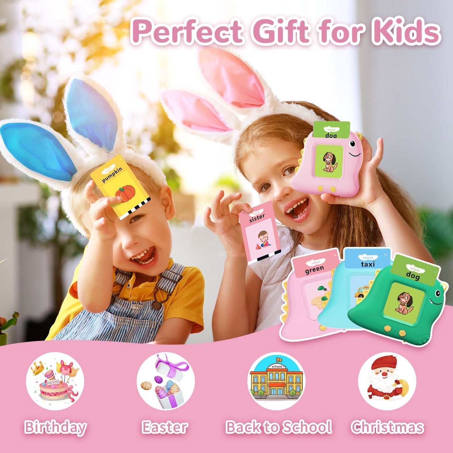 Alotwan Girls Toys Montessori Toys for 2 3 4 Year Old, Talking Flash Cards with 510 Sight Words, Sensory Speech Therapy for Toddlers 2-4 Autism Children, Preschool Learning Kids Gifts