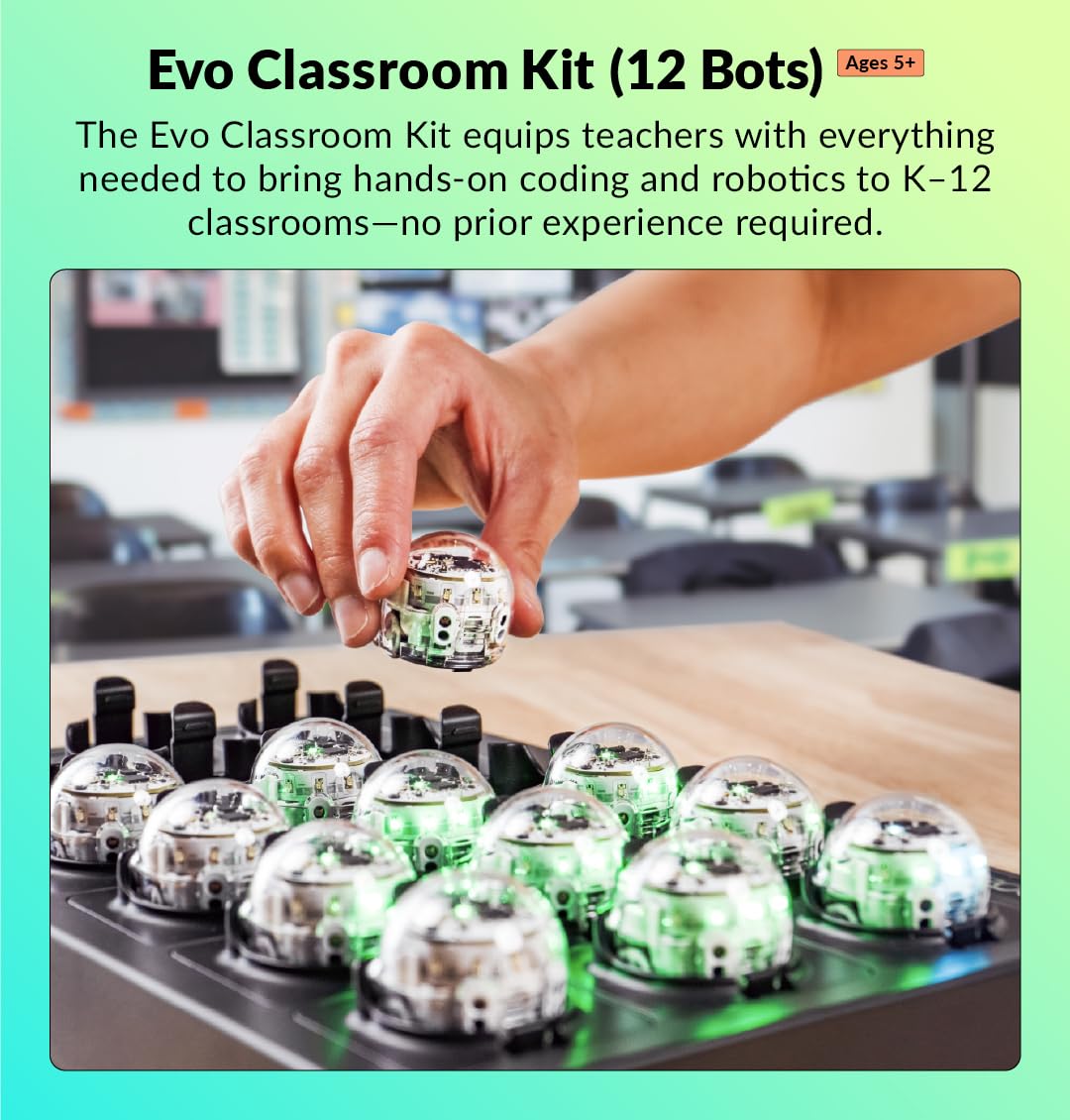 Ozobot Evo Classroom Kit (12 Bots): Interactive Coding Robots for Students, STEAM Learning Tools for Schools, Includes Charging Station, Storage Case, Markers, and Comprehensive Coding Curriculum