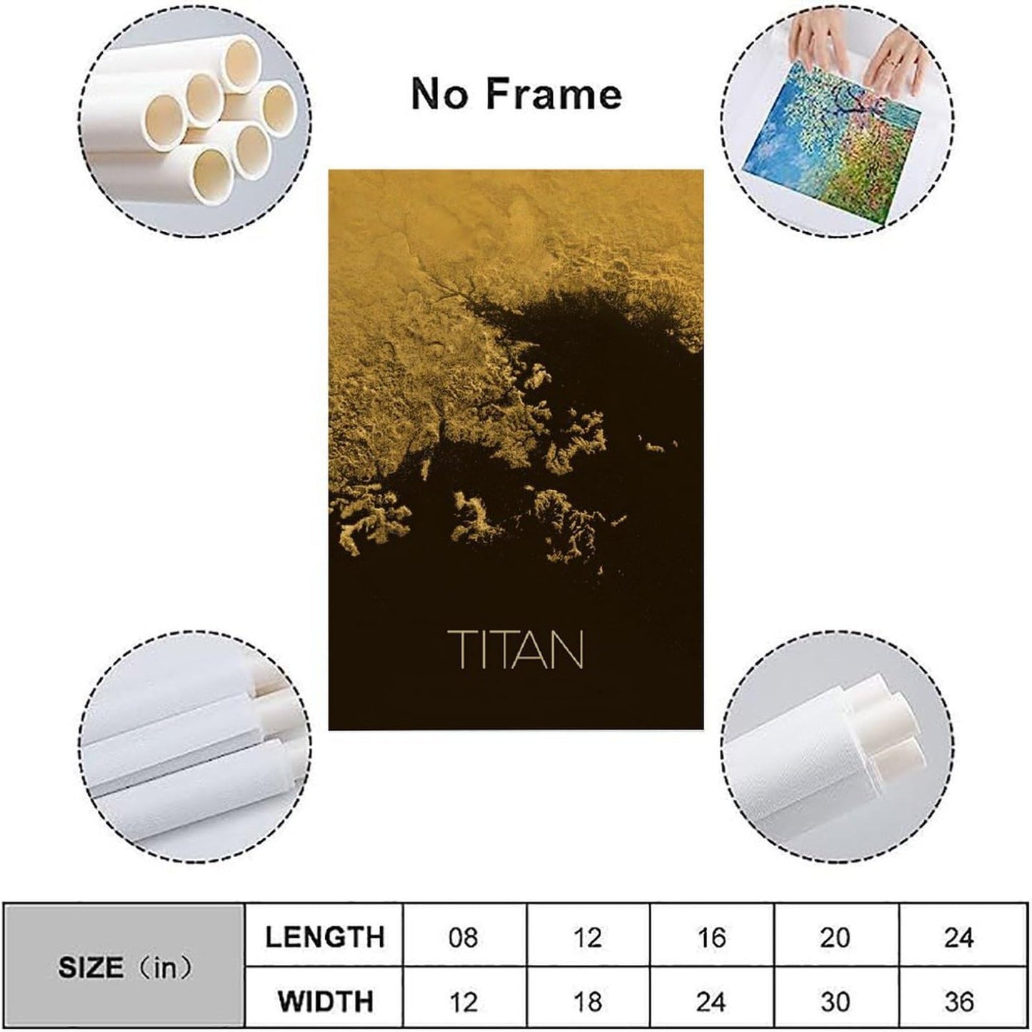 Titan Moon Canvas Wall Art 16x24 Inch Unframed – Saturn’s Largest Moon Astronomy Poster Print, Science Decor for Classroom, Home Office, Gift for Students, Teachers & Space Lovers