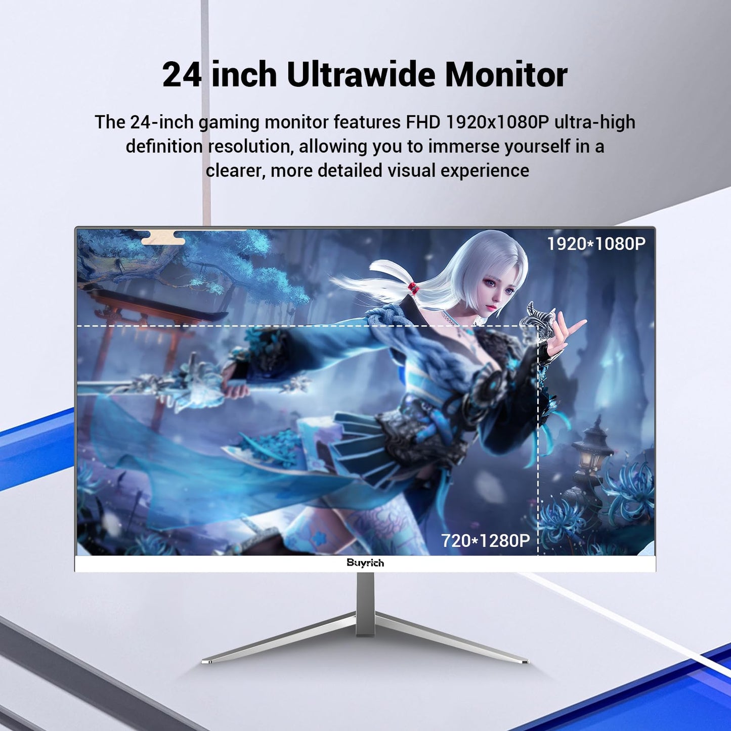 BUYRICH 24 Inch FHD 1080P 100Hz Computer Monitor, Built-in Speakers,VA Panel with 3000:1 Contrast, AMD FreeSync, HDMI Ports, HDR & Low Blue Mode, Ergonomic Tilt for Home Office
