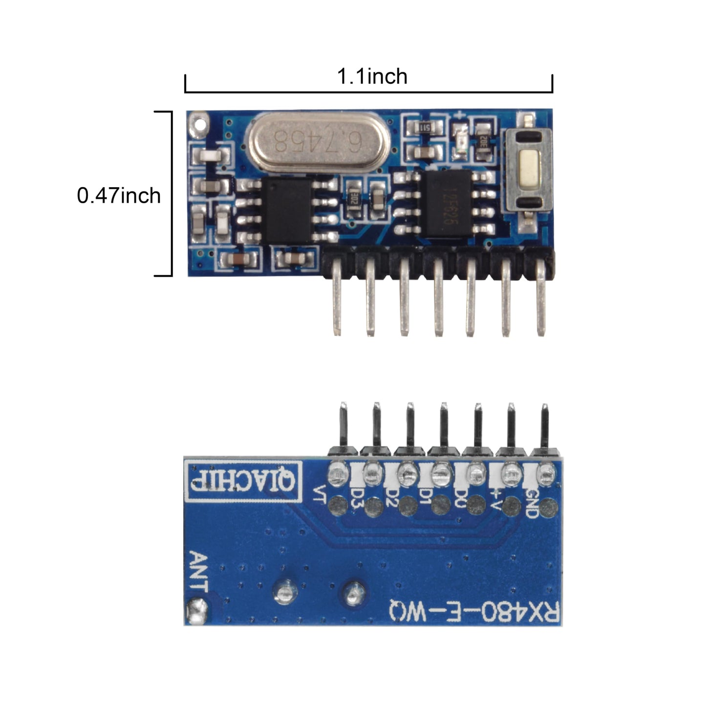 QIACHIP Wireless 433Mhz RF Module Receiver and Transmitter Remote Control Built-in Learning Code 1527 Decoding 4 Channel Output (Transmitter and Receiver kit)