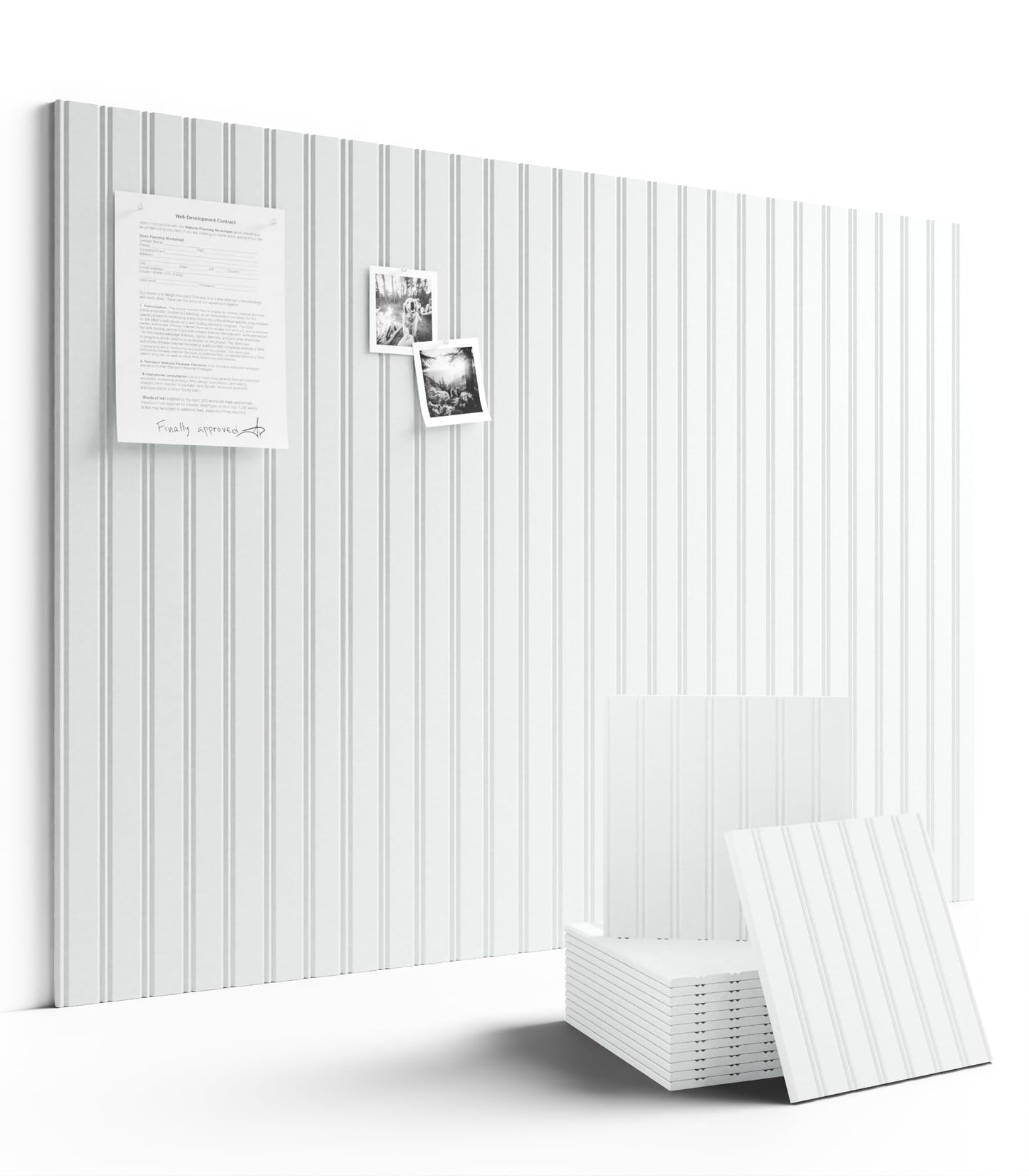 Fluxynara Cork Board Alternative: Large 48" x 36" Felt Bulletin Board Wall Panels with 70 Safe Removable Adhesive Tabs - 12 Pack for Home, Office & Classroom Vision Board - Cold White