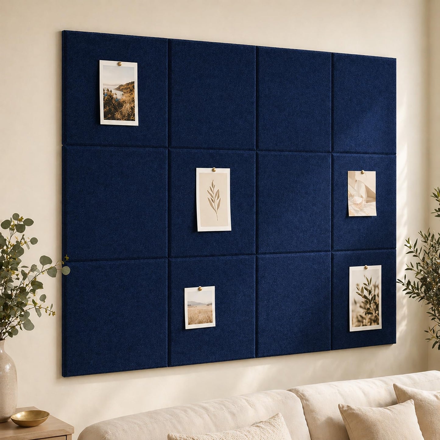 Baysola Felt Bulletin Board Panels 36 x 24 Inch Self Adhesive Wall Tiles Cork Board Alternative for Office Classroom Photos Notes 6 Pack