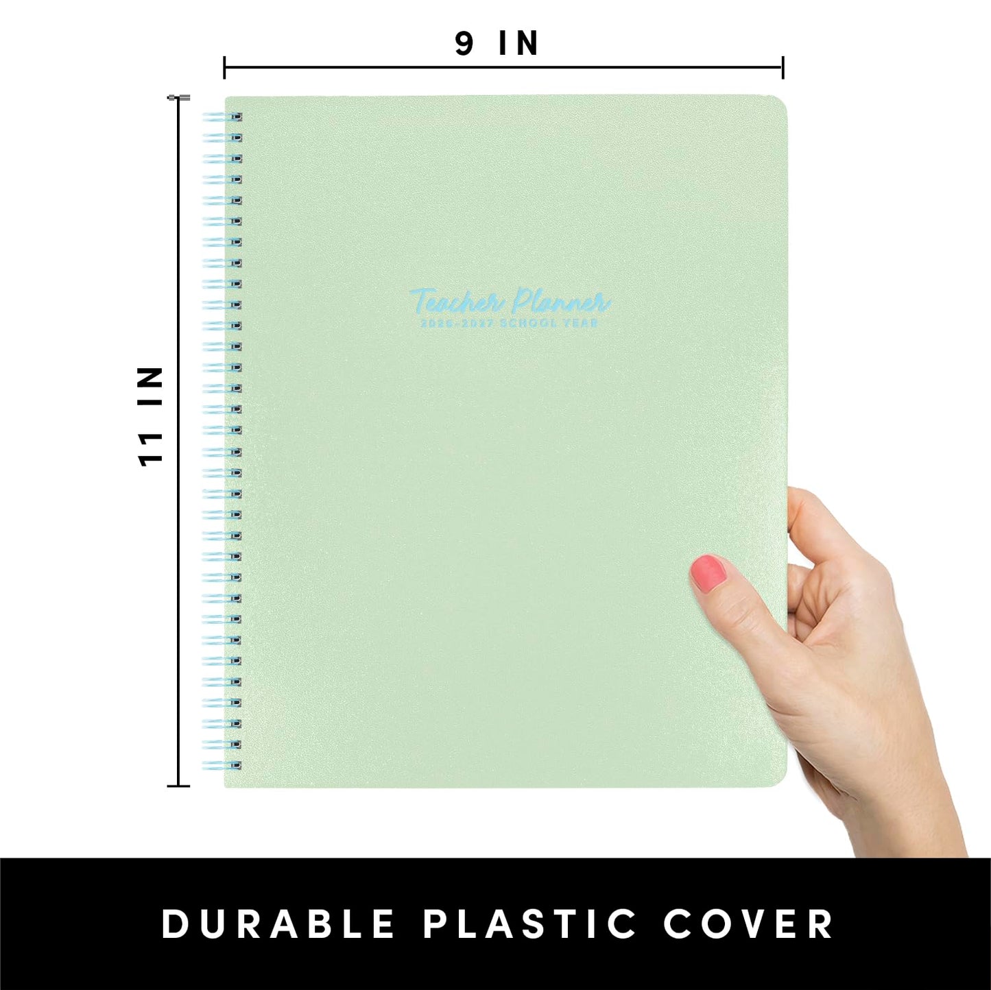 PAPERAGE Teacher Planner, Weekly & Monthly Academic Planner & Calendar, 12-Months, July 2026 - June 2027, (9.5" x 11"), Teacher Lesson Planning Book with Tabs, Stickers & Inner Pocket, Sage Green