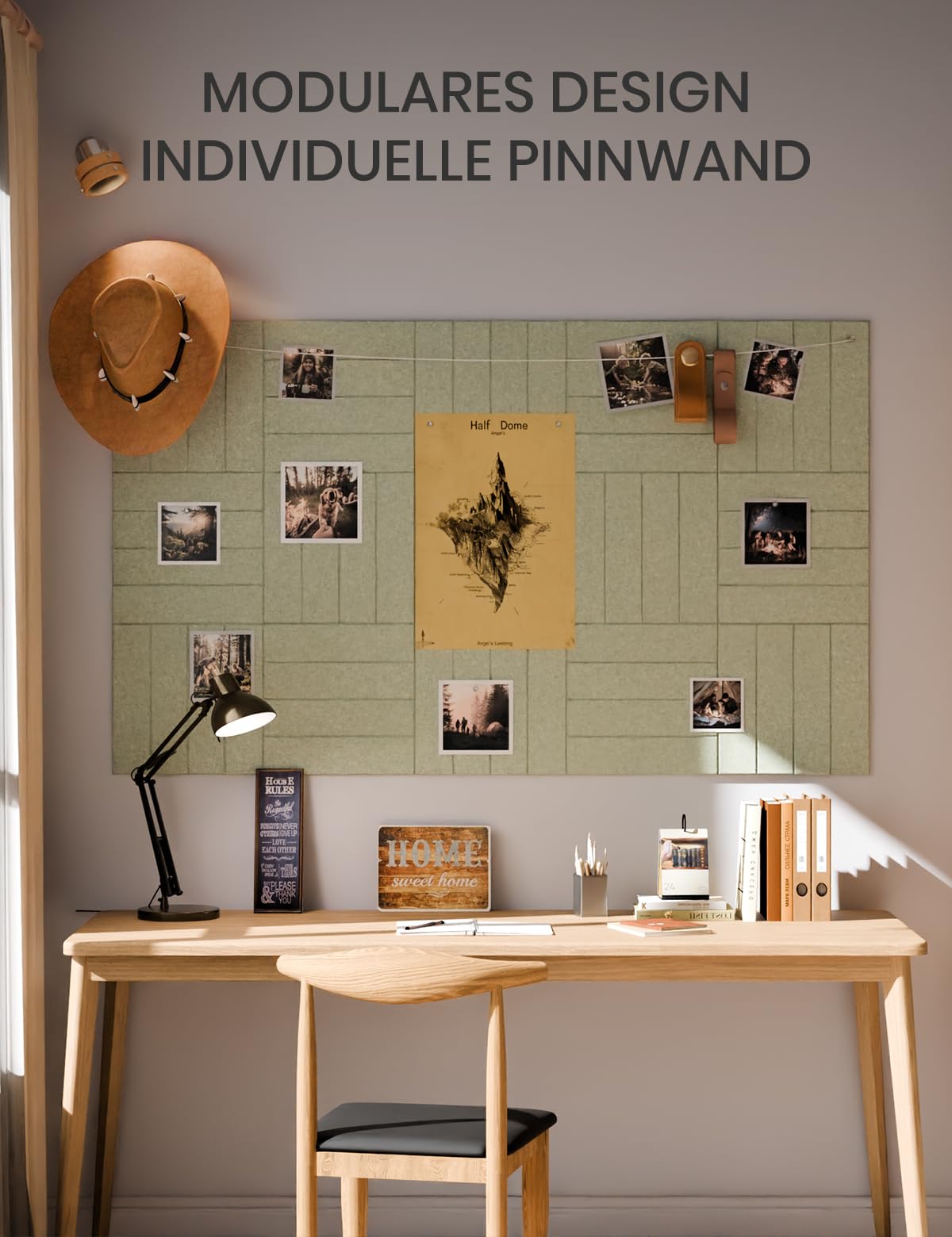 Bumusty Large Cork Board Alternative-36 x 24" Felt Bulletin Board Tiles, with 30 Pushpins, 40 Adhesive Tabs, Bold-Stripe 6-Pack, Cork Boards for Office Push Pin Board Felt Board-Sage
