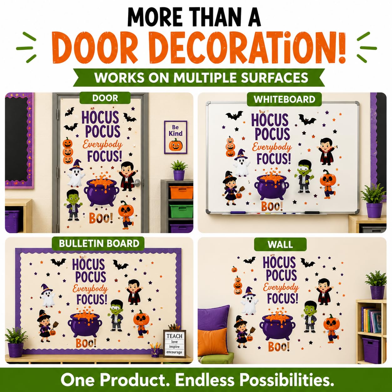 Hello Hallway Classroom Door Decorations for Teachers, Halloween Theme | Reusable Peel & Stick Classroom Door Decor Kit | Preschool, Pre-K & Kindergarten Classroom Decor | Teacher Supplies